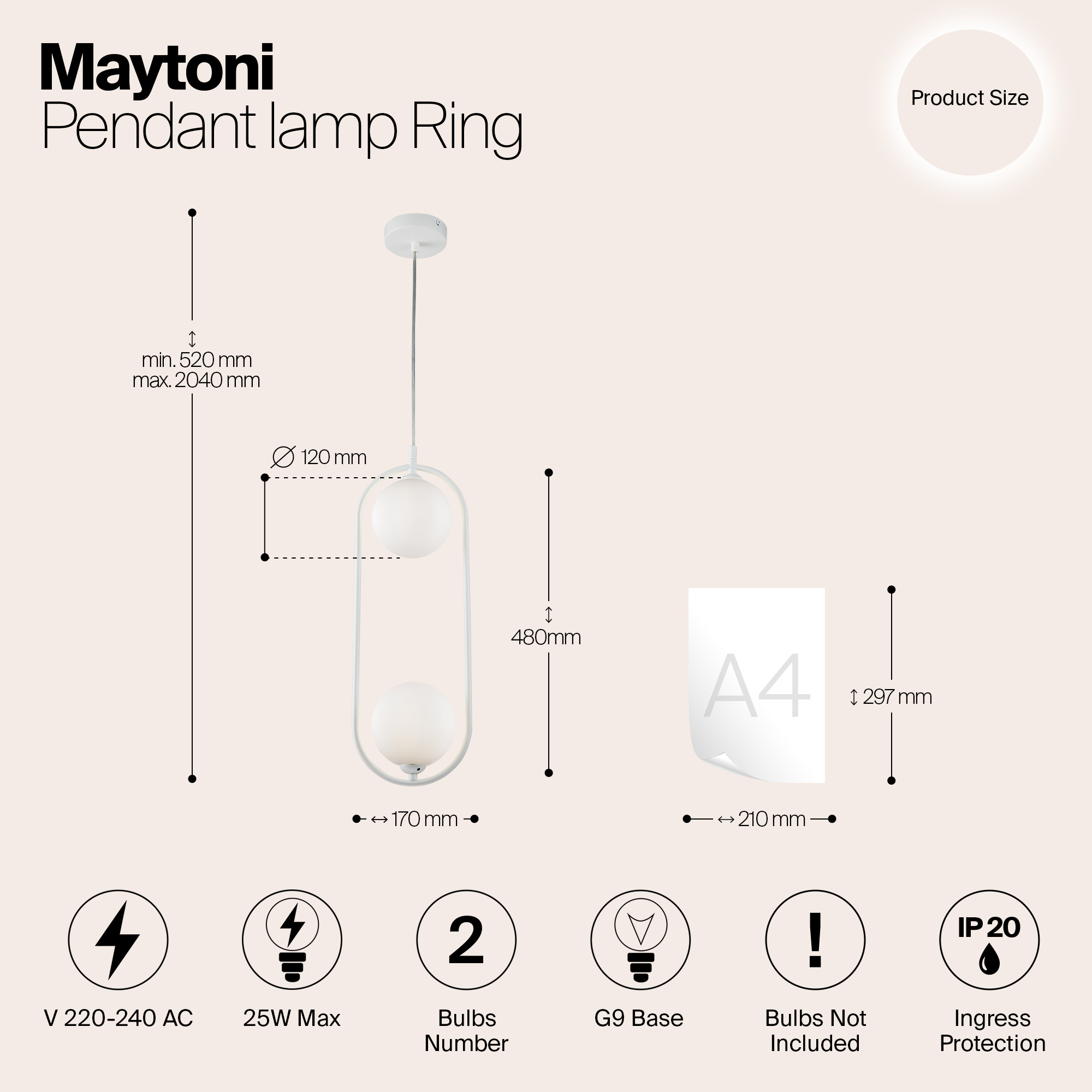 Дополнительная картинка Подвесной светильник Maytoni Ring MOD013PL-02W