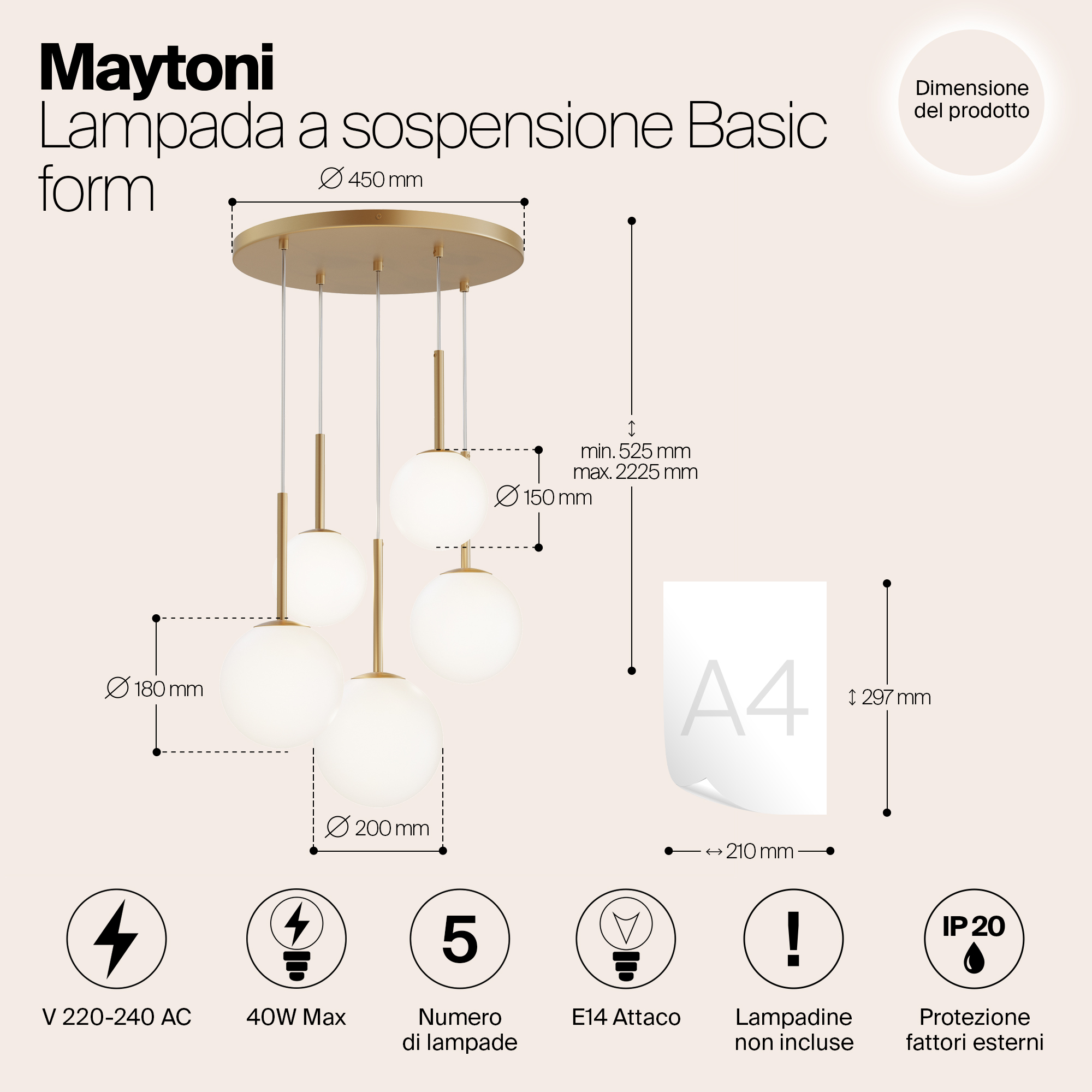 Дополнительная картинка Люстра Maytoni MOD321PL-05G1
