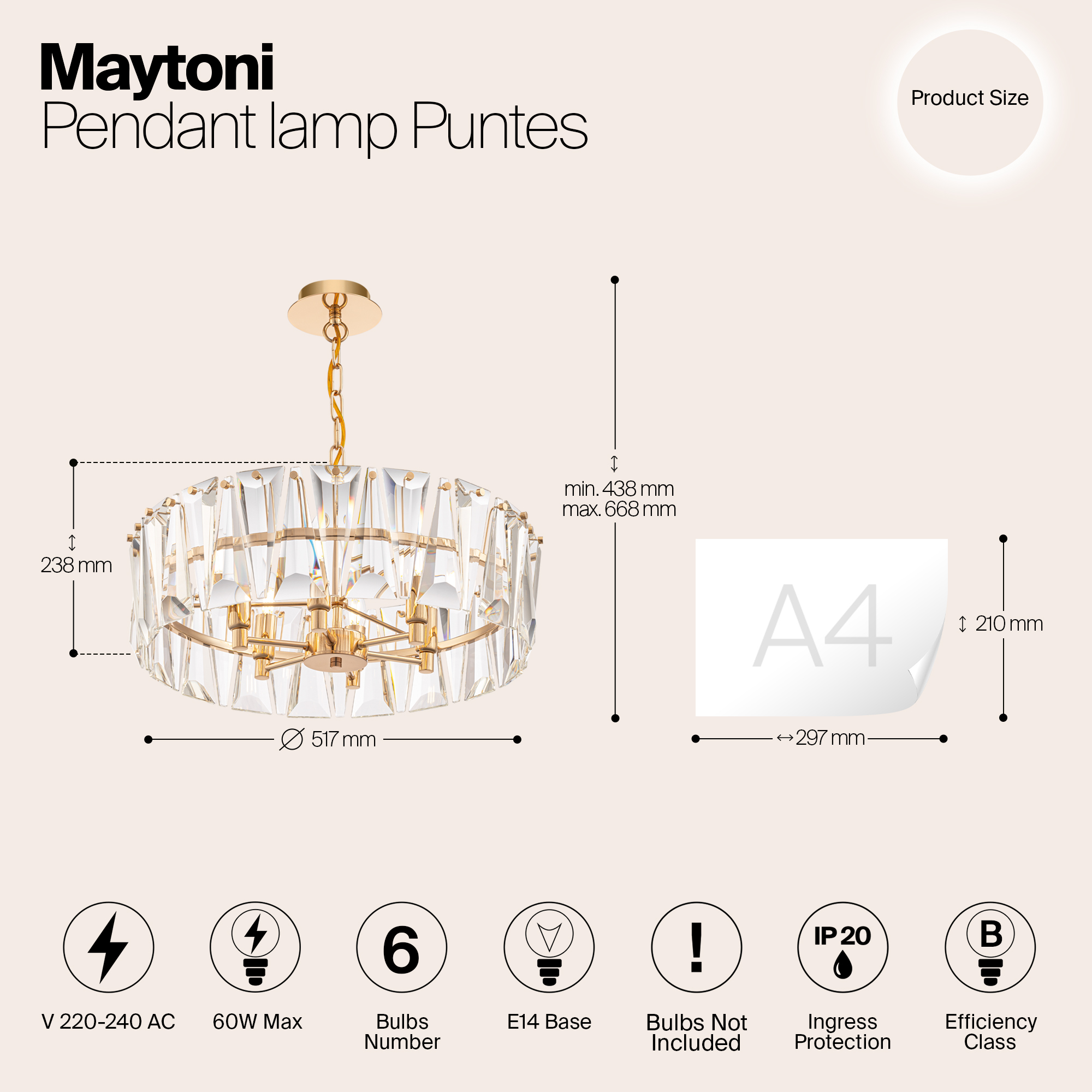 Дополнительная картинка Подвесная люстра Maytoni Puntes MOD043PL-06G