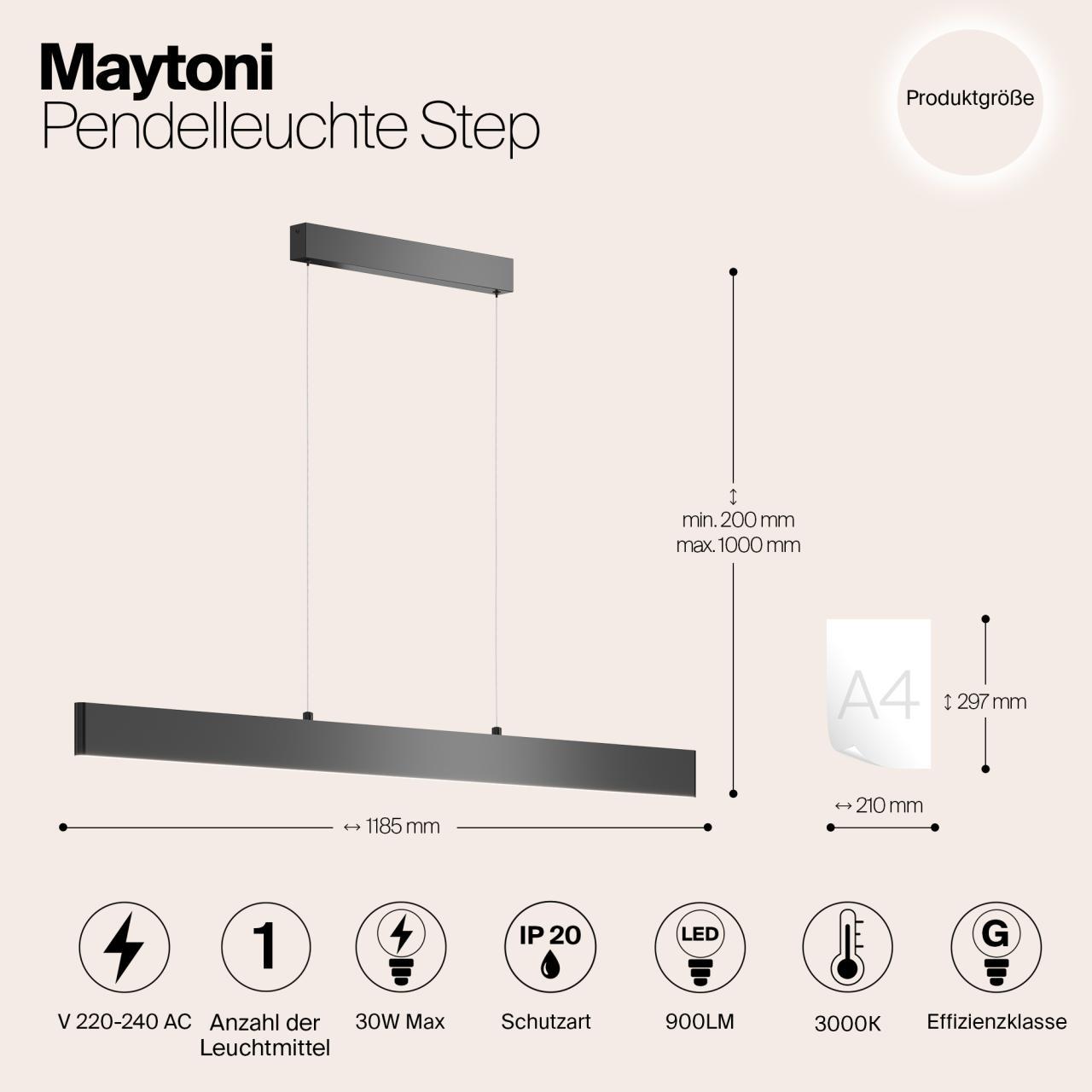 Дополнительная картинка Подвесной светодиодный светильник Maytoni Step P010PL-L30B