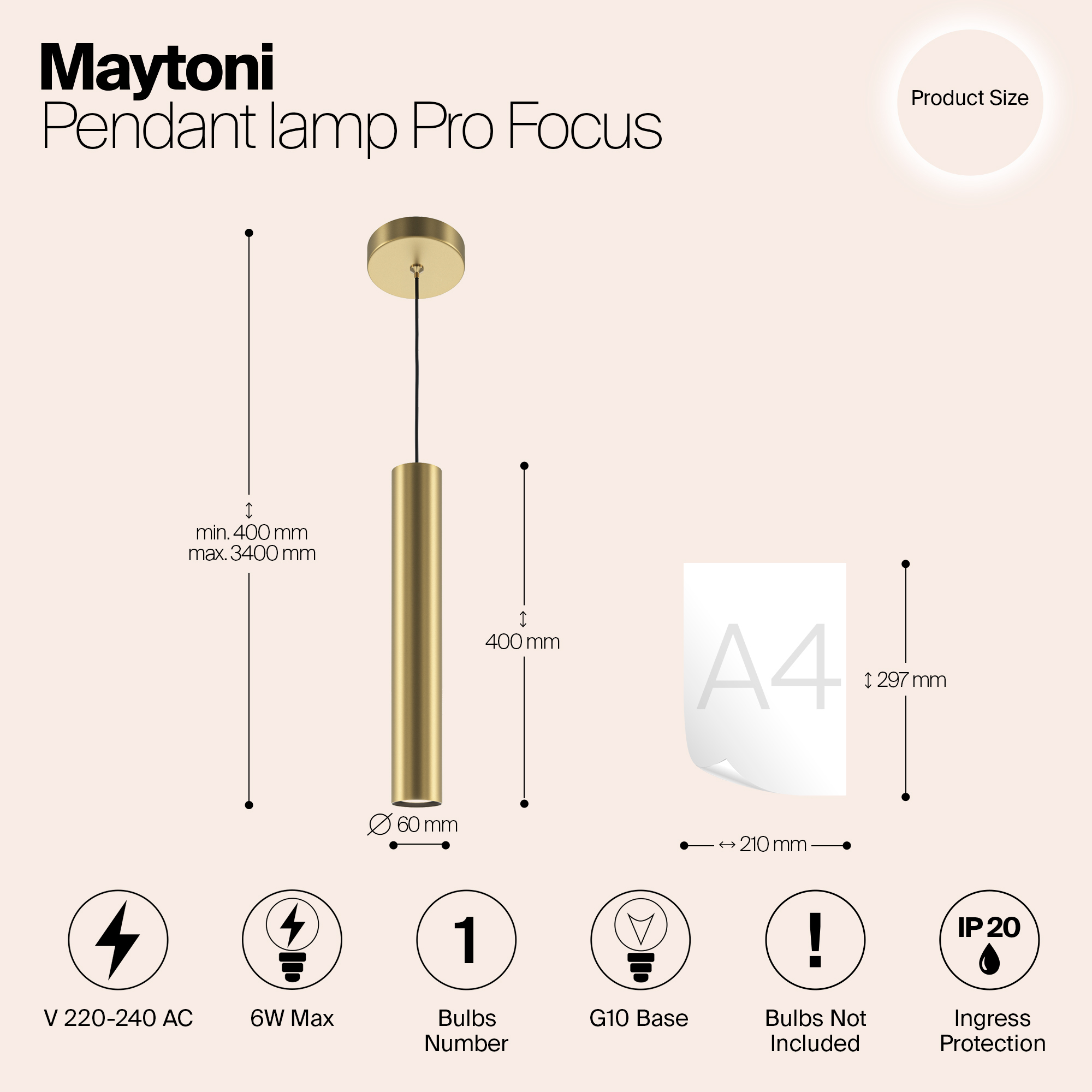 Дополнительная картинка Подвесной светильник Maytoni MOD161PL-01G1