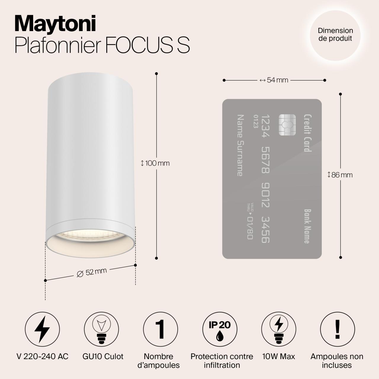 Дополнительная картинка Потолочный светильник Maytoni Focus S C052CL-01W