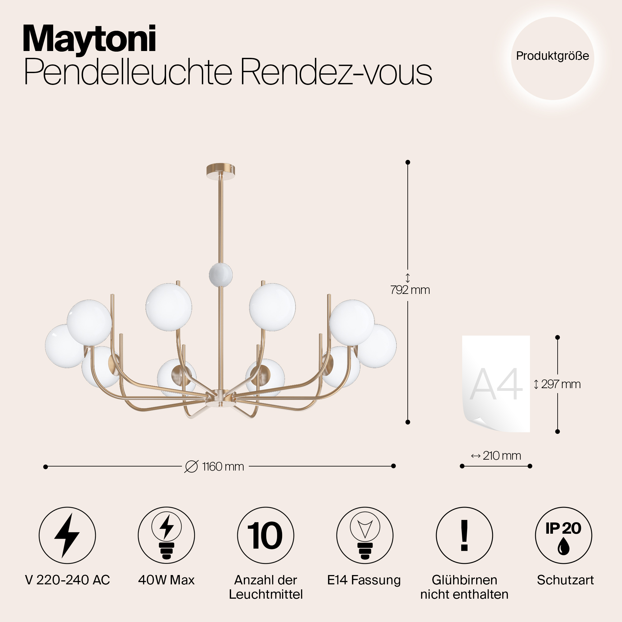 Дополнительная картинка Люстра Maytoni MOD109PL-10BS