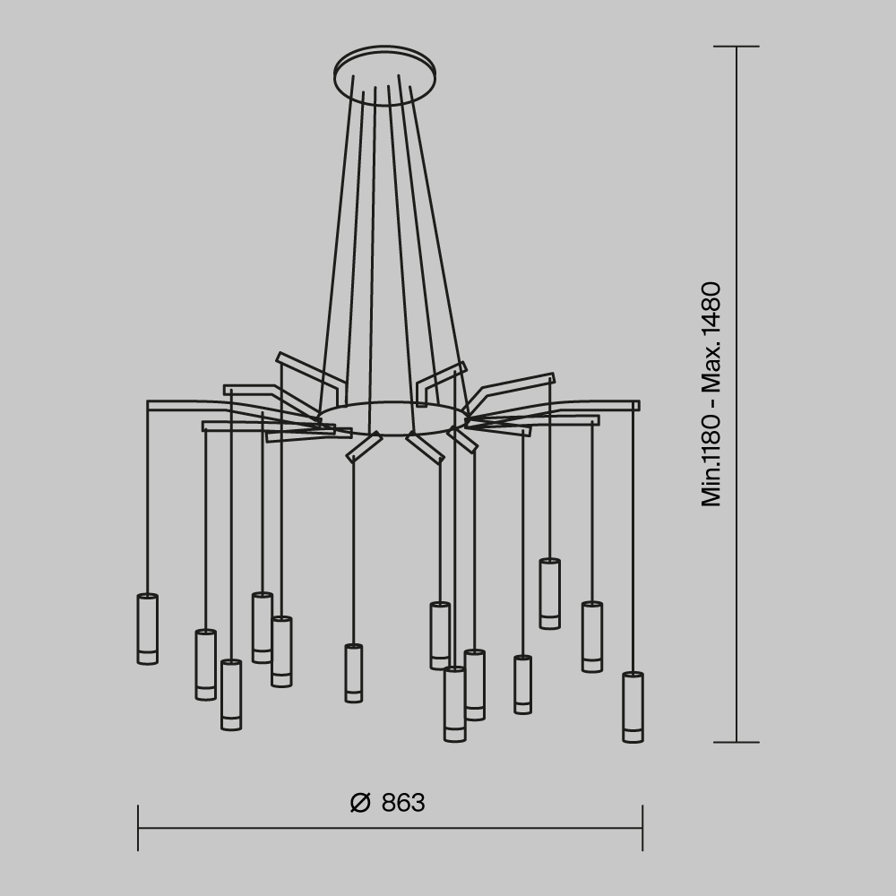 Дополнительная картинка Подвесная люстра Maytoni Davida MOD035PL-12B