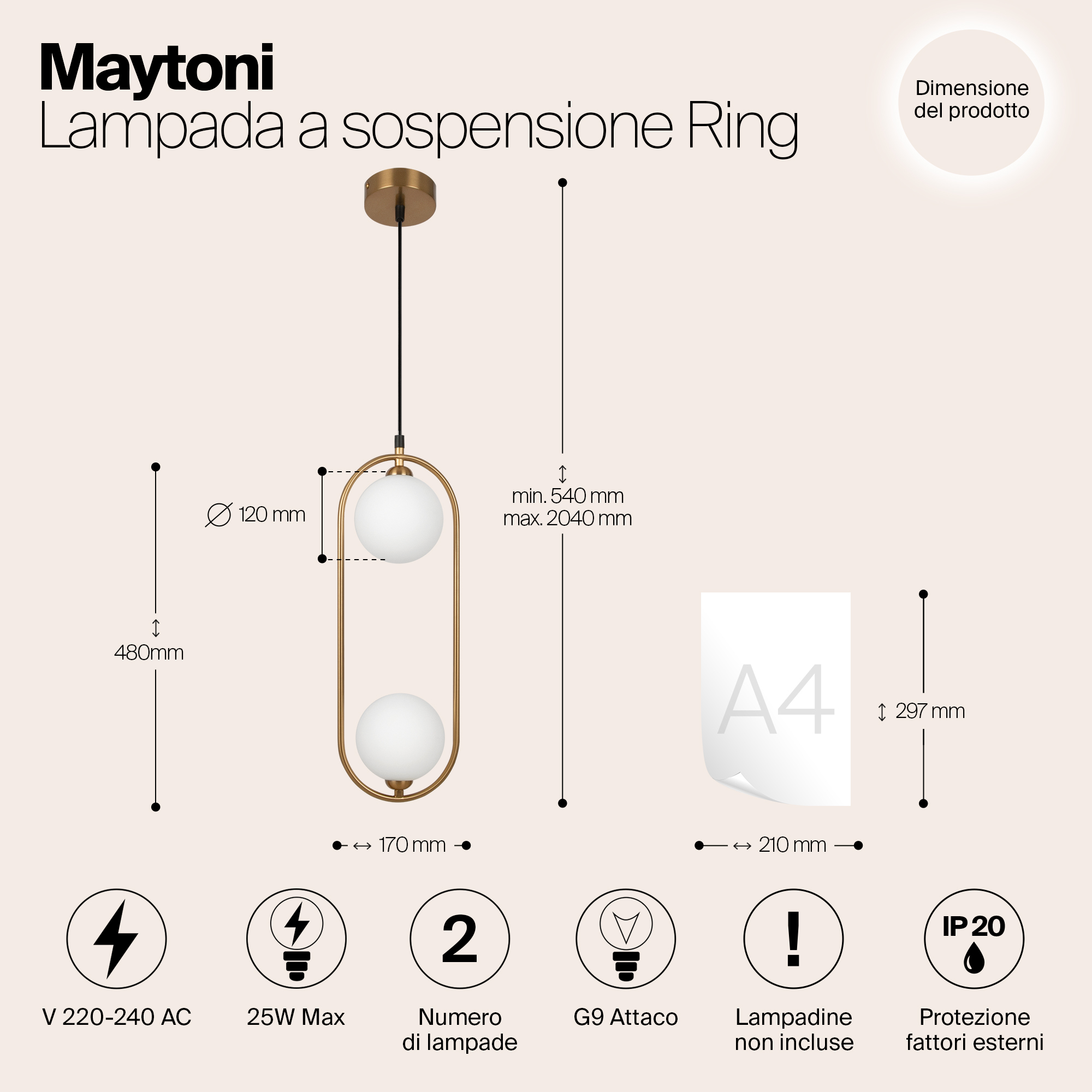 Дополнительная картинка Подвесной светильник Maytoni MOD013PL-02BS1