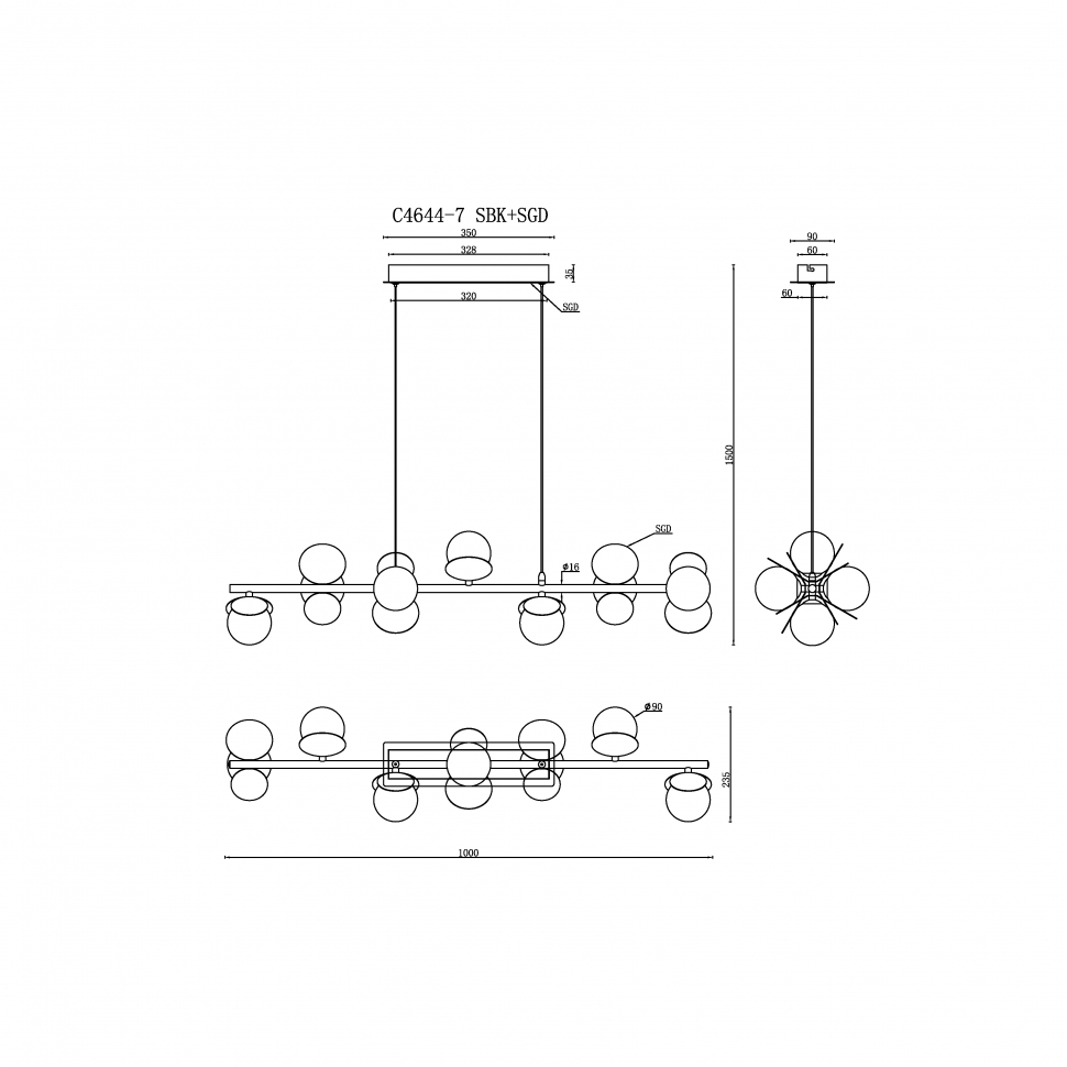 Картинка Светильник подвесной iLedex Savage iLedex C4644-7 MBK+SGD