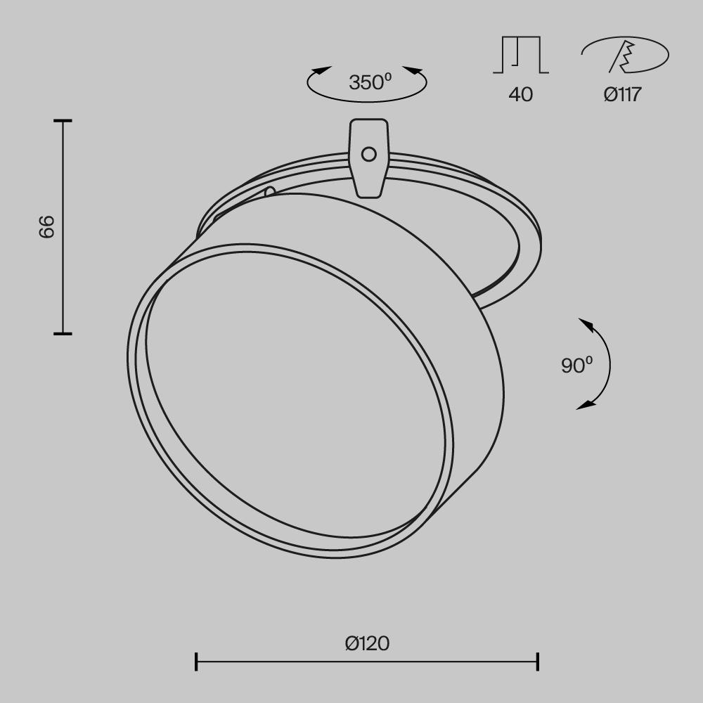 Дополнительная картинка Встраиваемый светильник Technical DL024-18W4K-BMG