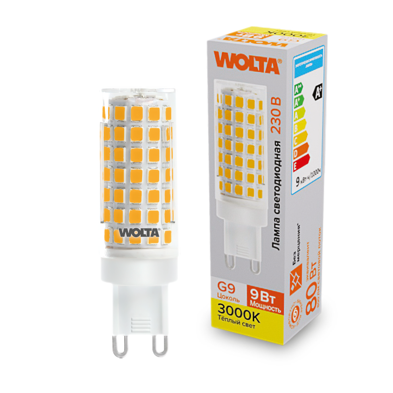 Картинка Светодиодная лампа WOLTA WSTD-JCD-9W3KG9-C 9Вт 3000K G9