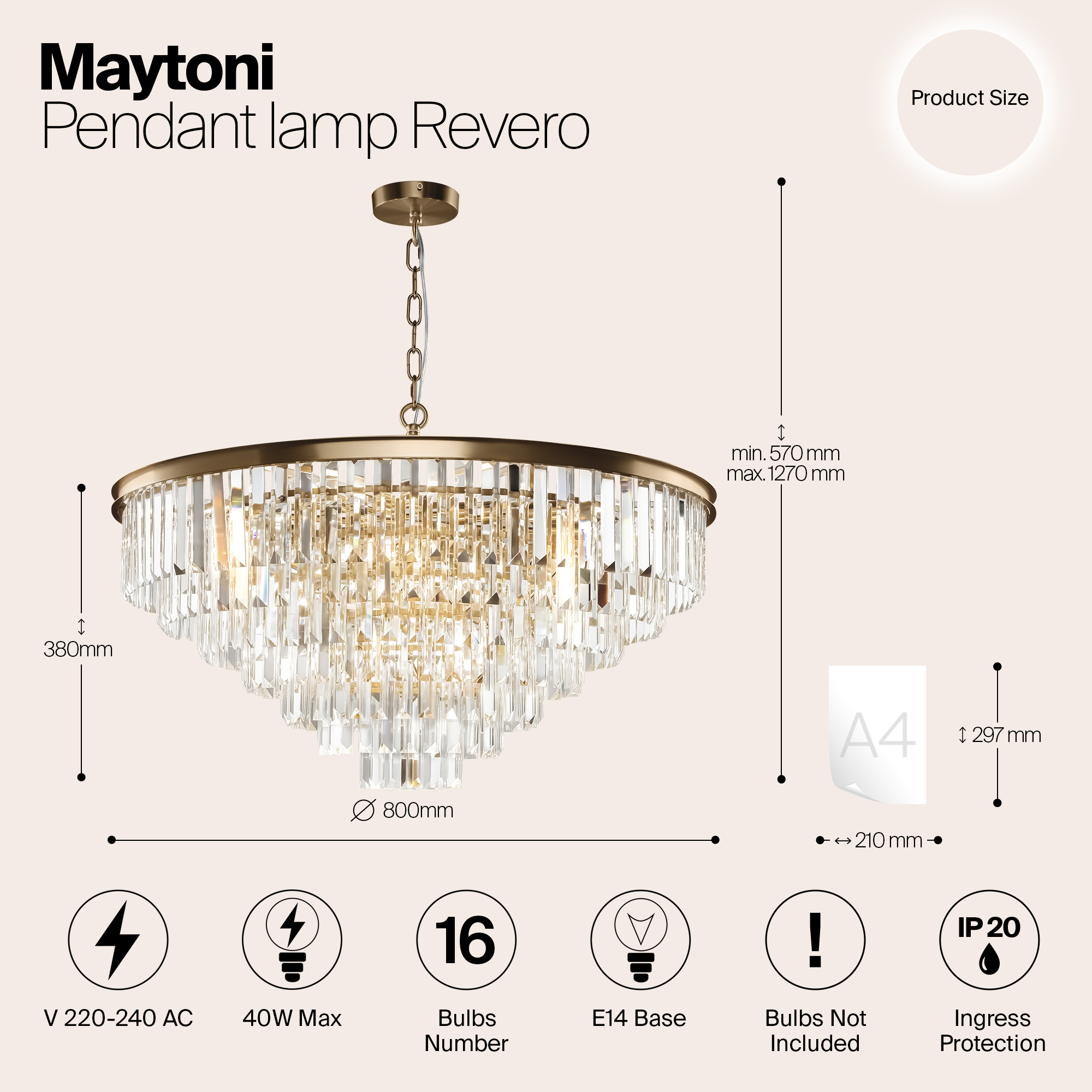 Дополнительная картинка Подвесная люстра Maytoni Revero MOD085PL-16BS