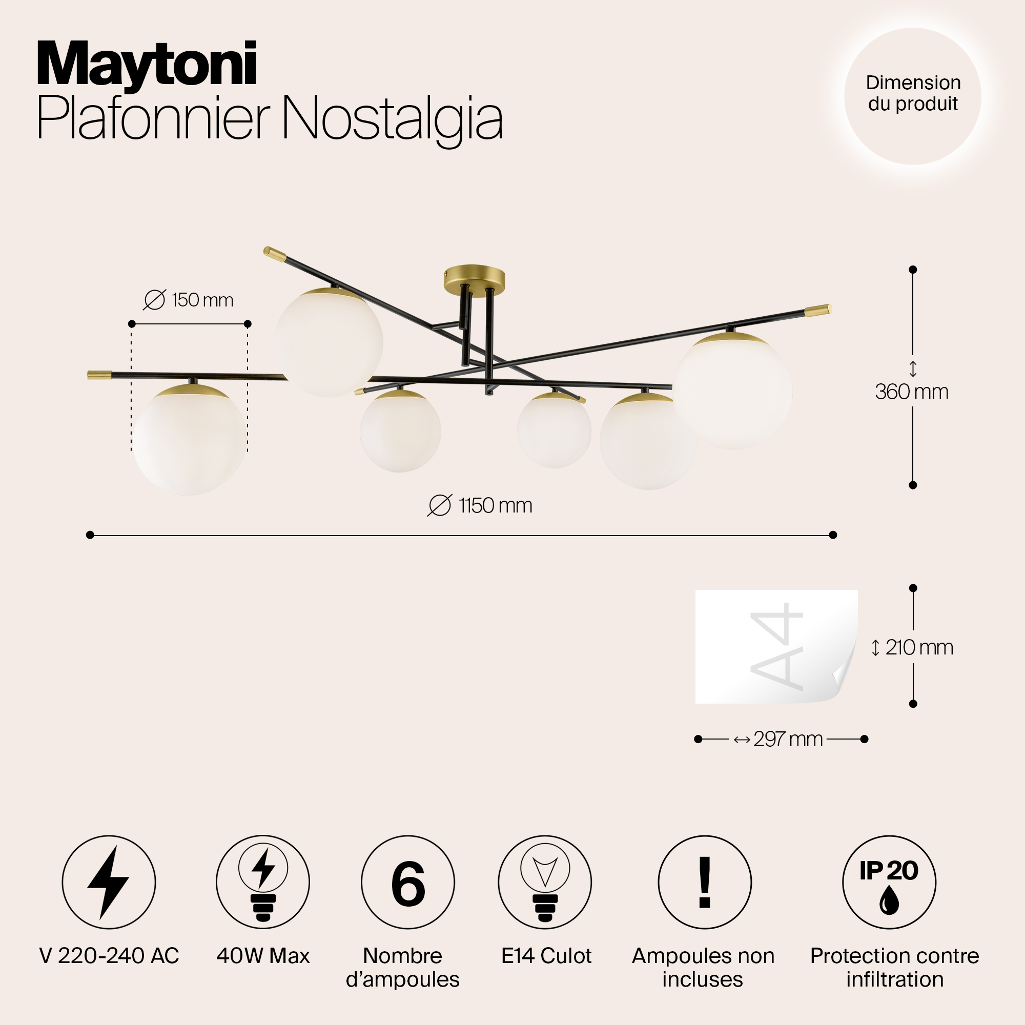 Дополнительная картинка Потолочная люстра Maytoni Nostalgia MOD048CL-06G