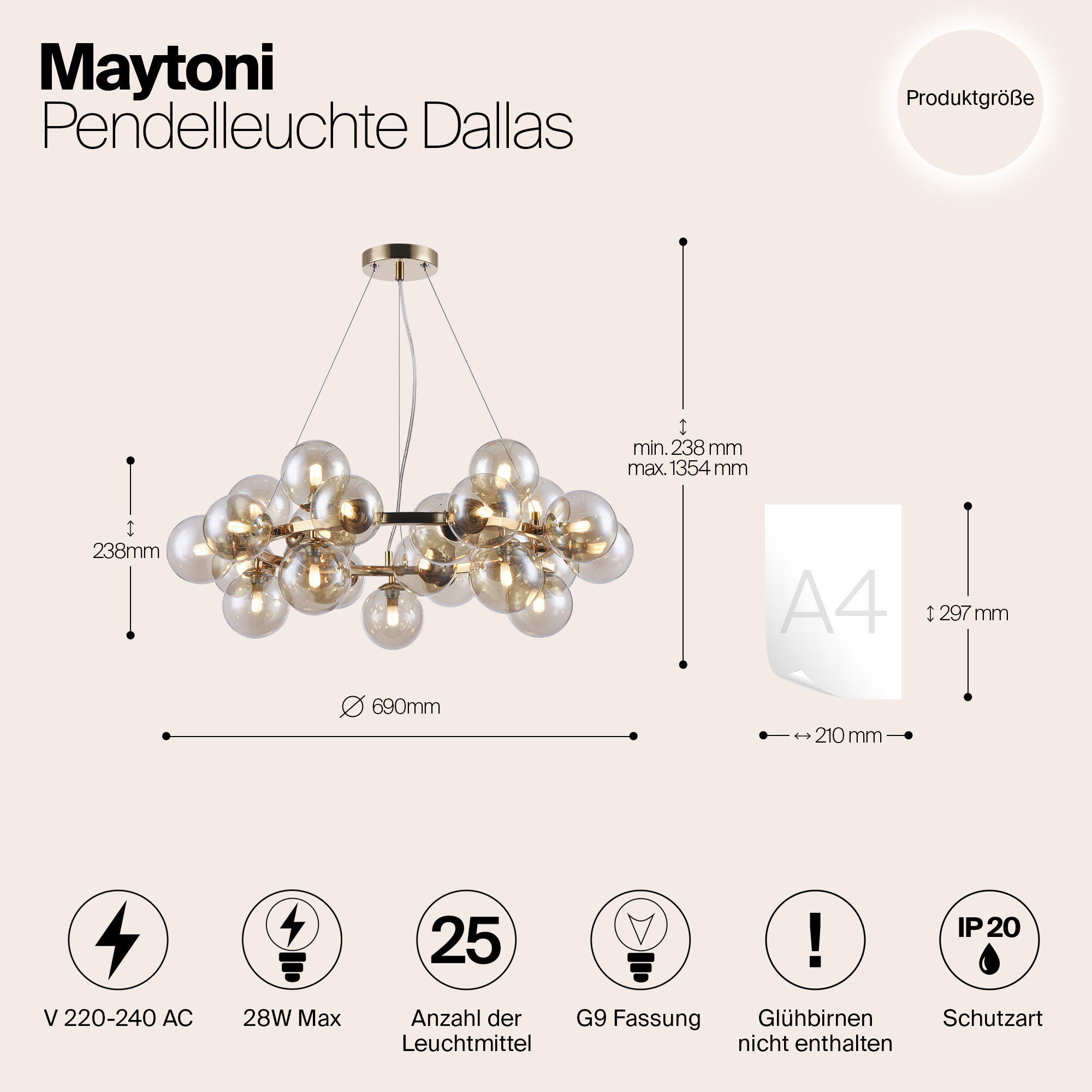 Дополнительная картинка Подвесная люстра Maytoni Dallas MOD548PL-25G