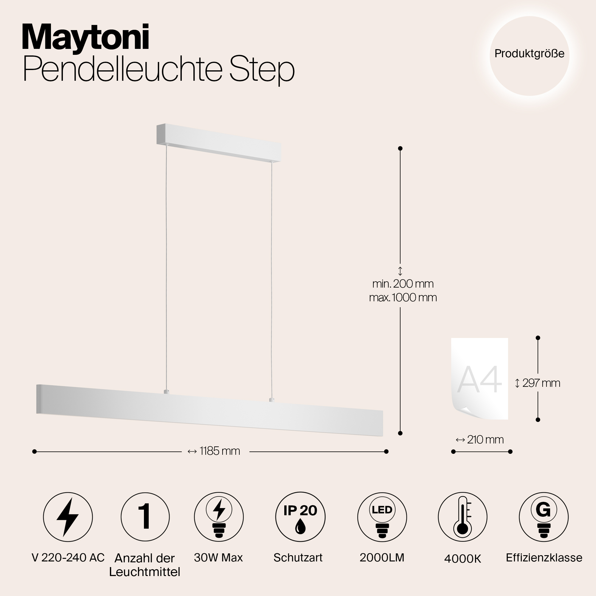 Дополнительная картинка Подвесной светодиодный светильник Maytoni Step P010PL-L30W4K