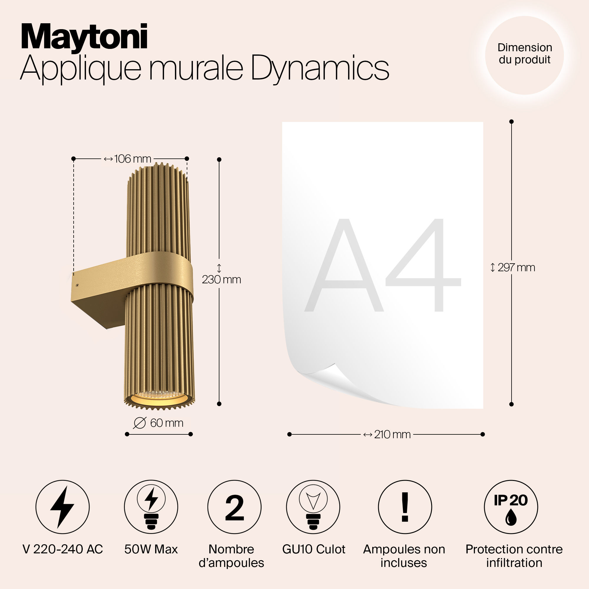 Дополнительная картинка Настенный светильник (бра) Maytoni MOD326WL-02MG