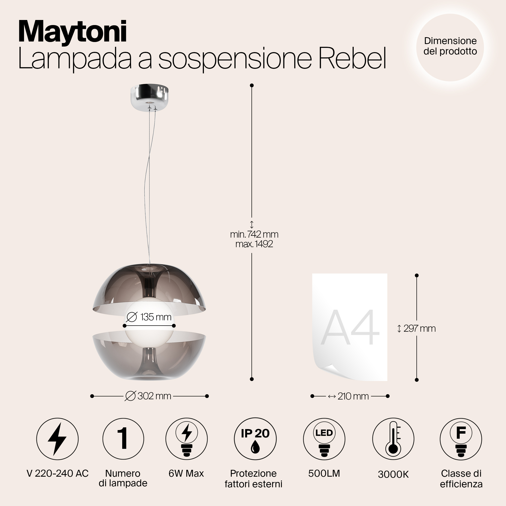Дополнительная картинка Подвесной светильник Maytoni MOD322PL-L6B3K