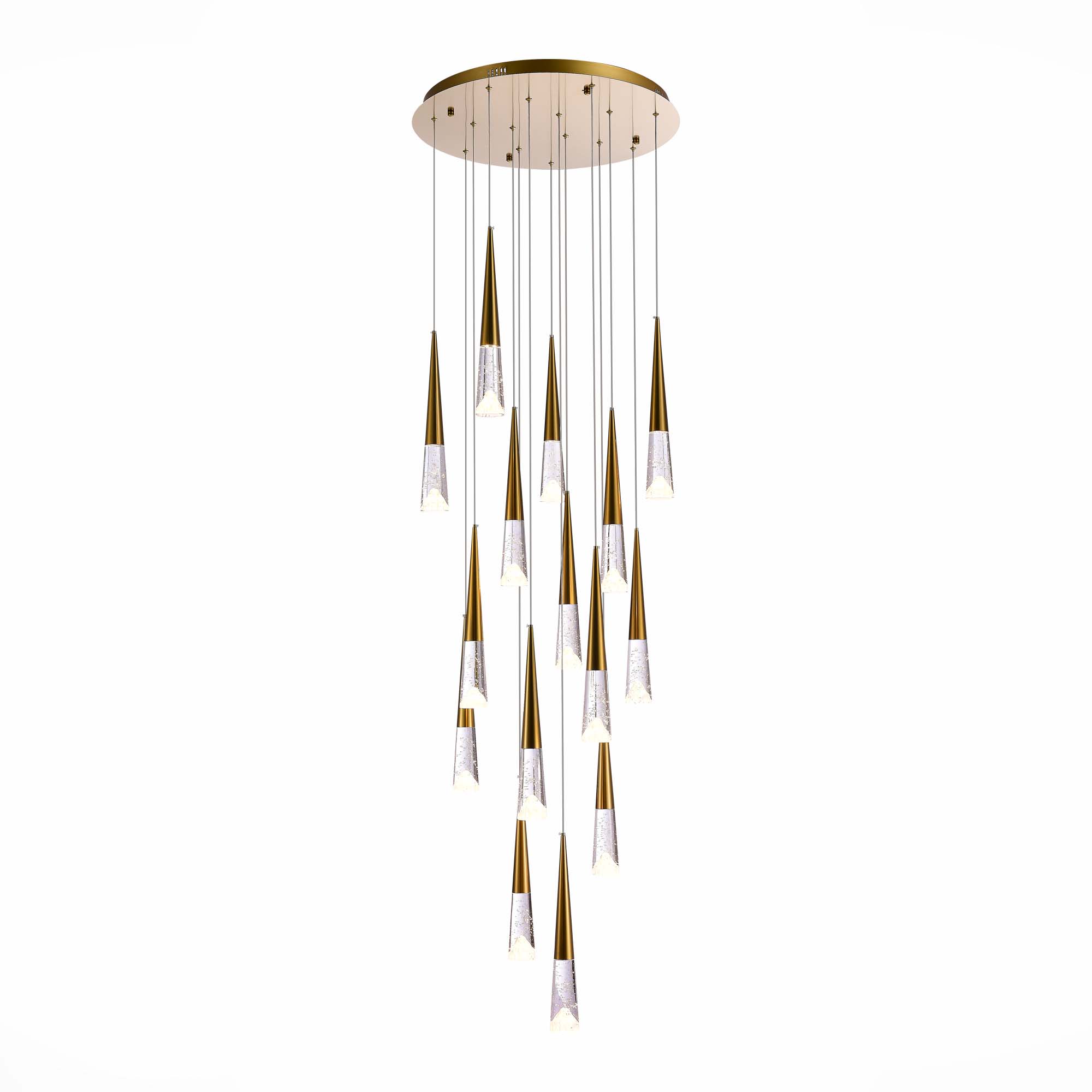 люстры sl6111.203.15 люстра подвесная st-luce золотистый/прозрачный led 15*3w 3000k, доставка по Казахстану 