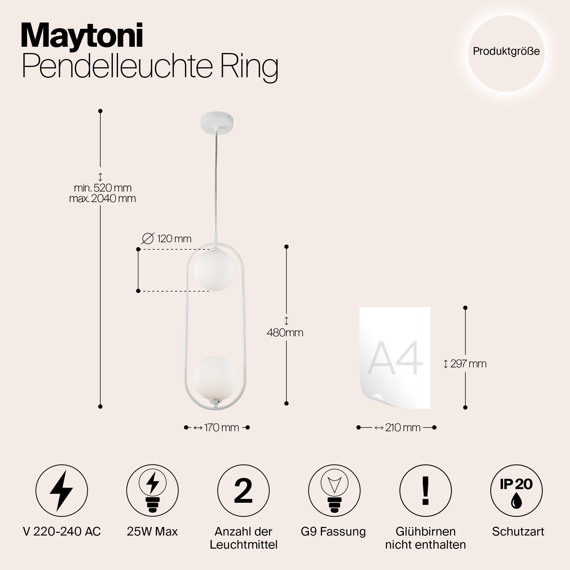 Дополнительная картинка Подвесной светильник Maytoni Ring MOD013PL-02W