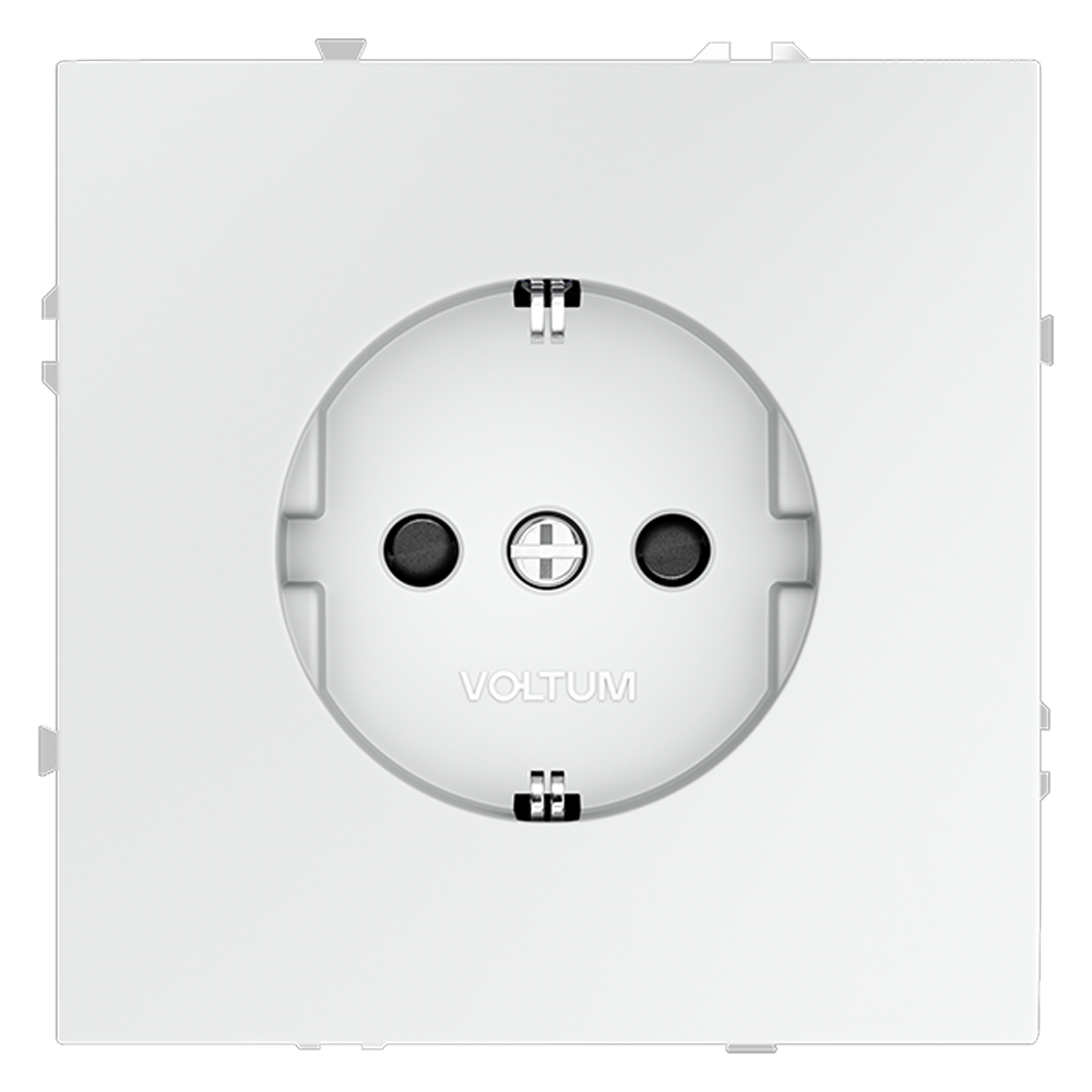 Розетка встраиваемая VOLTUM S70 с заземлением и защитными шторками, 16А, (белый матовый) VLS040202 