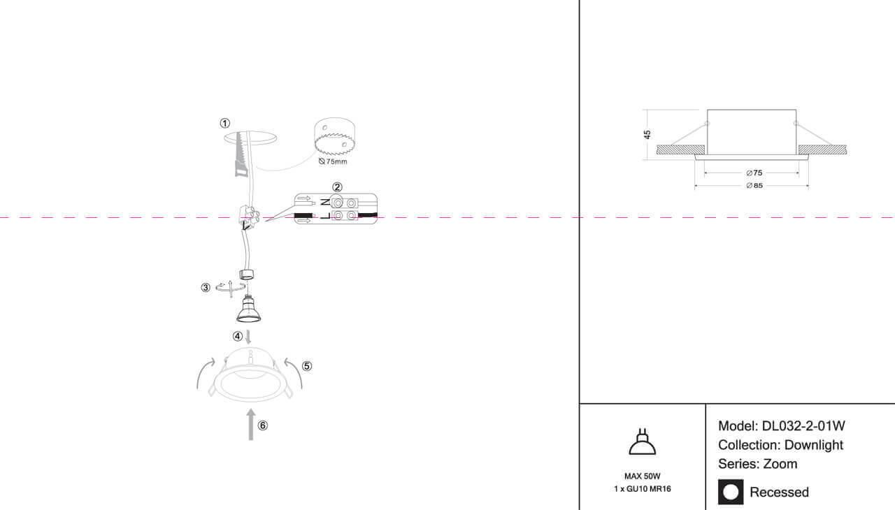 Картинка Встраиваемый светильник Maytoni Zoom DL032-2-01W
