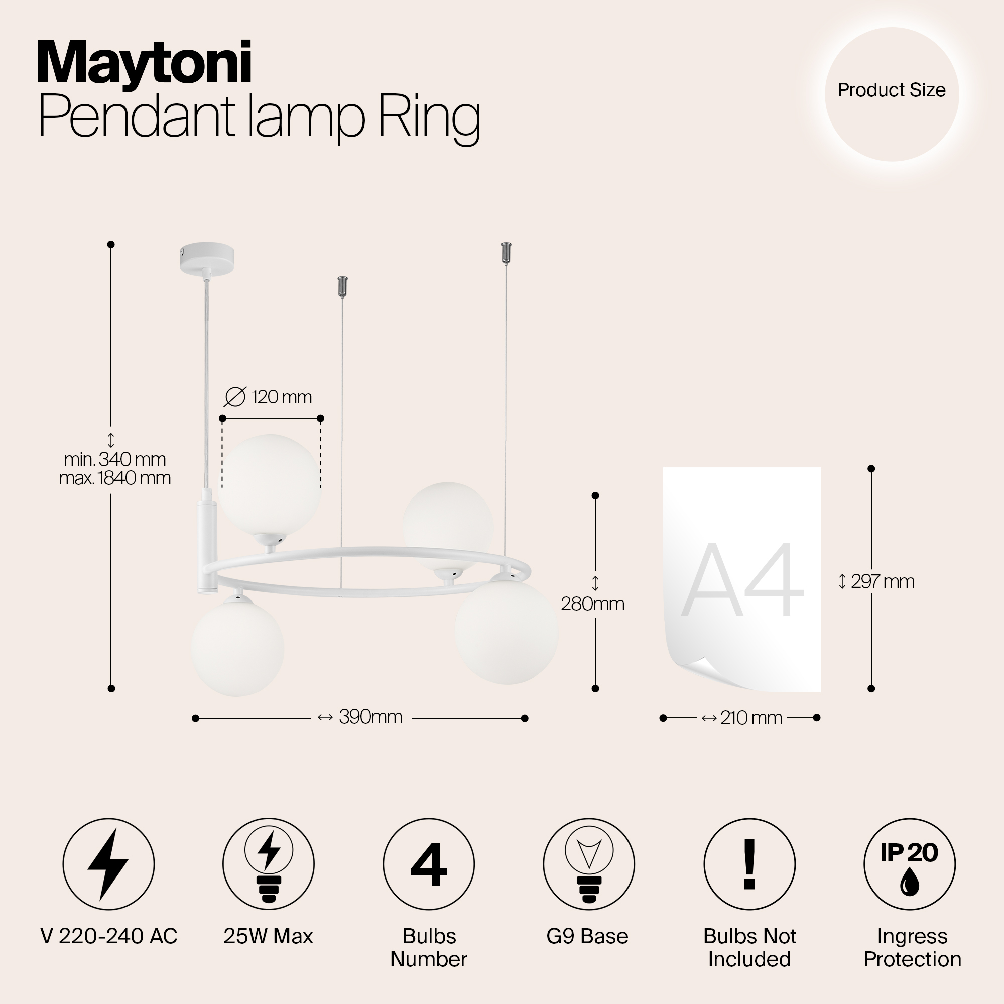 Дополнительная картинка Подвесной светильник Maytoni Ring MOD013PL-04W