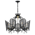 744077 (md21053-7a) люстра castello 7х40w e14 черный/золото (в комплекте), доставка по Казахстану 