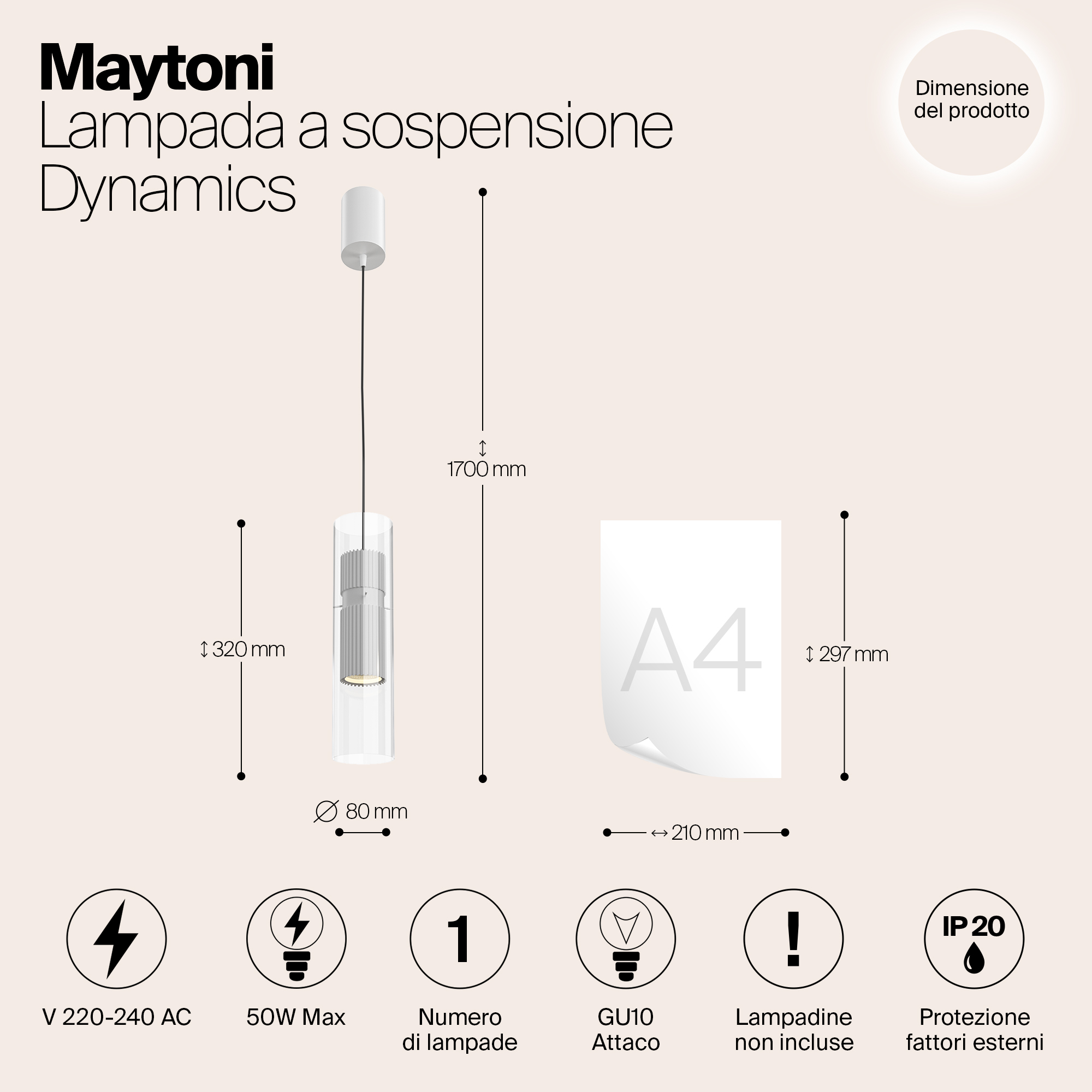 Дополнительная картинка Подвесной светильник Maytoni MOD326PL-01W