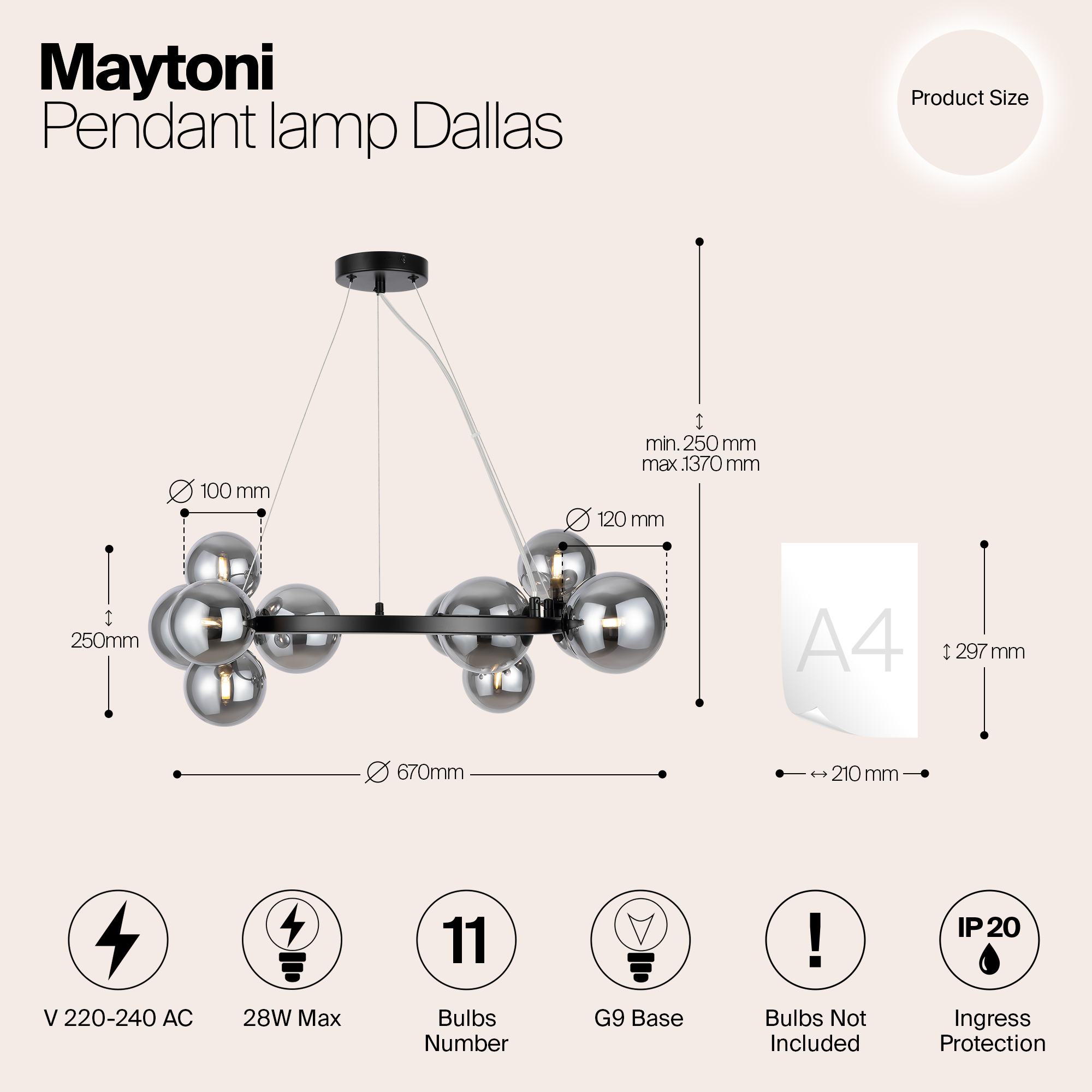 Дополнительная картинка Подвесной светильник Maytoni MOD545PL-11B