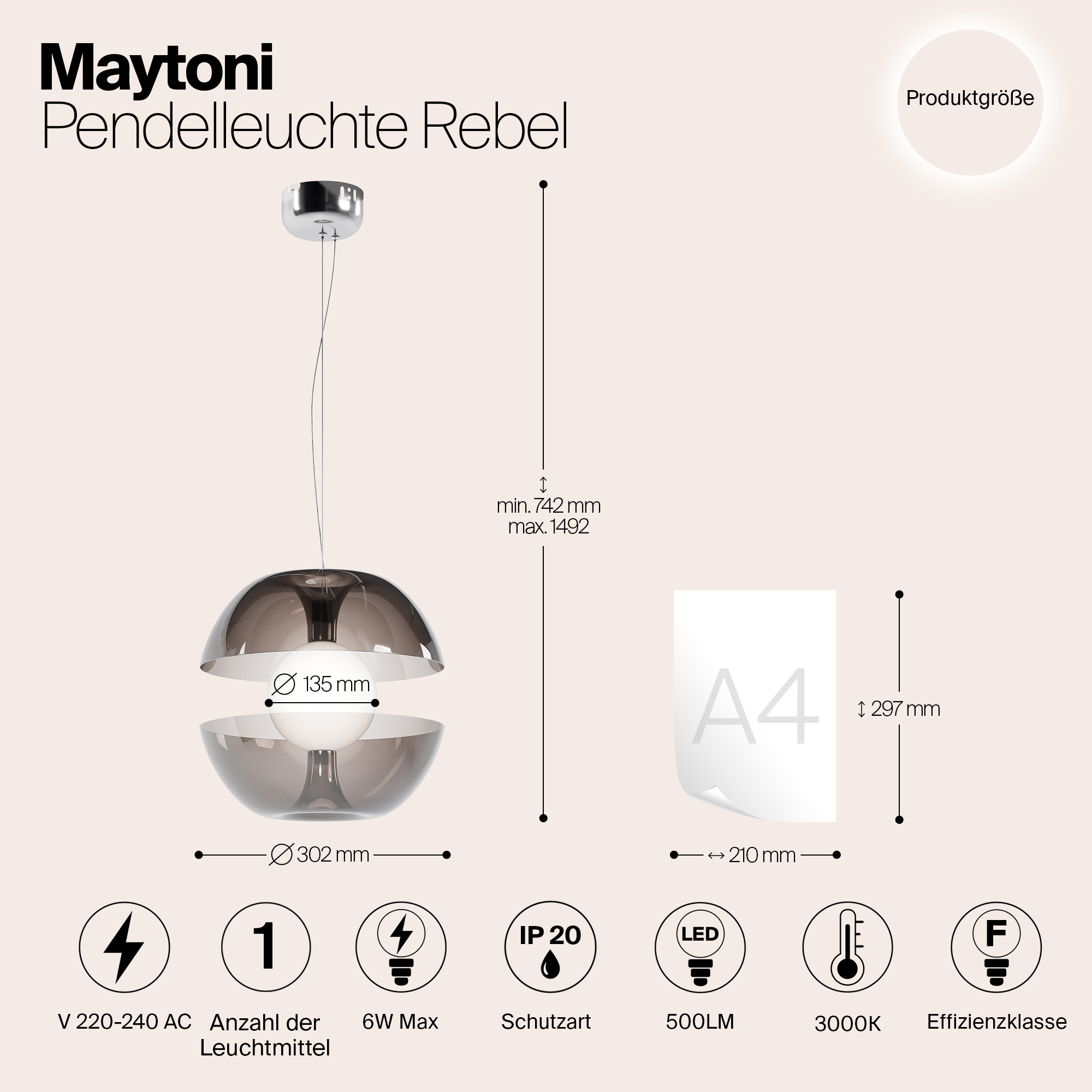 Дополнительная картинка Подвесной светильник Maytoni MOD322PL-L6B3K