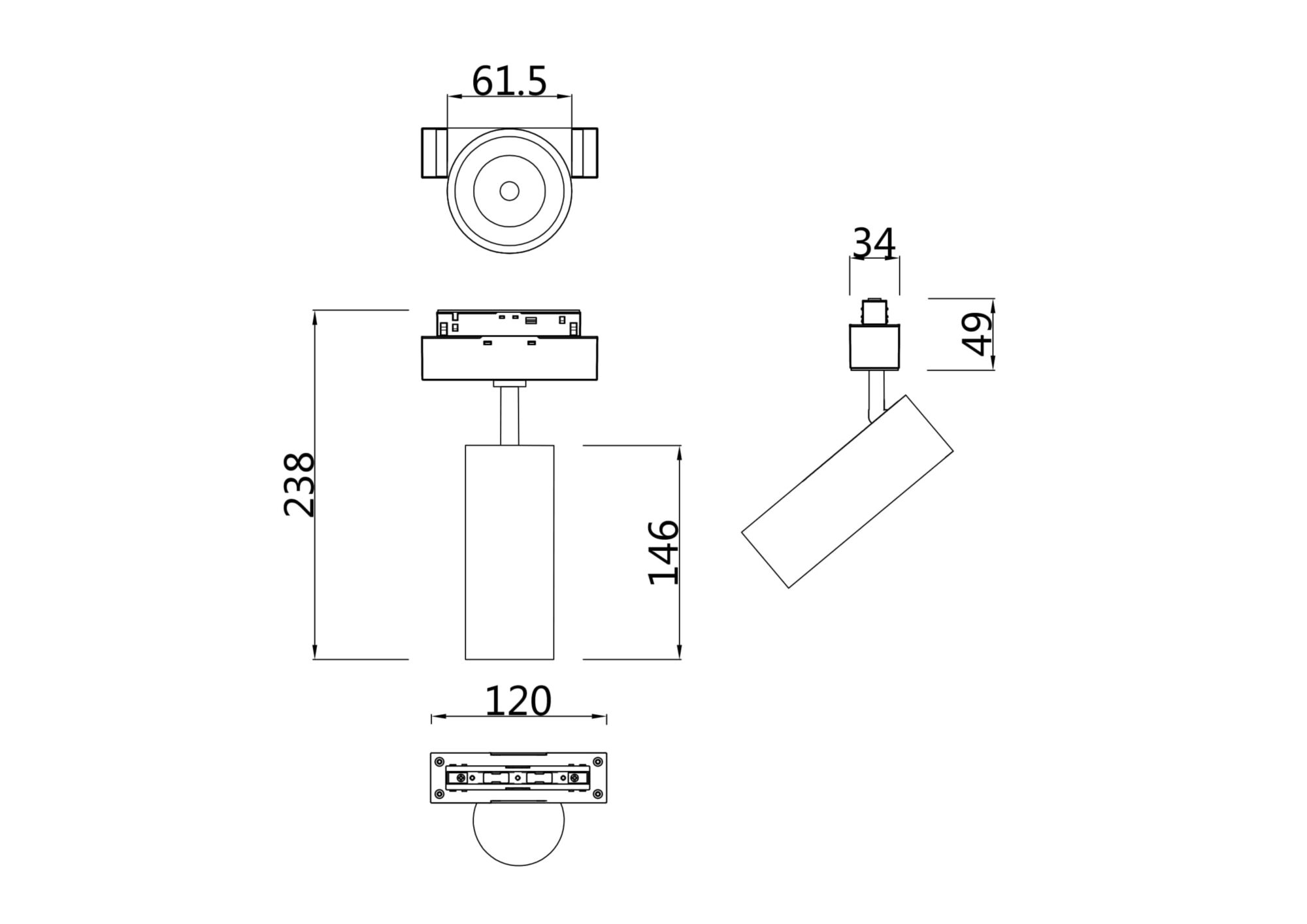 Дополнительная картинка Трековый светильник Technical TR019-2-15W3K-W