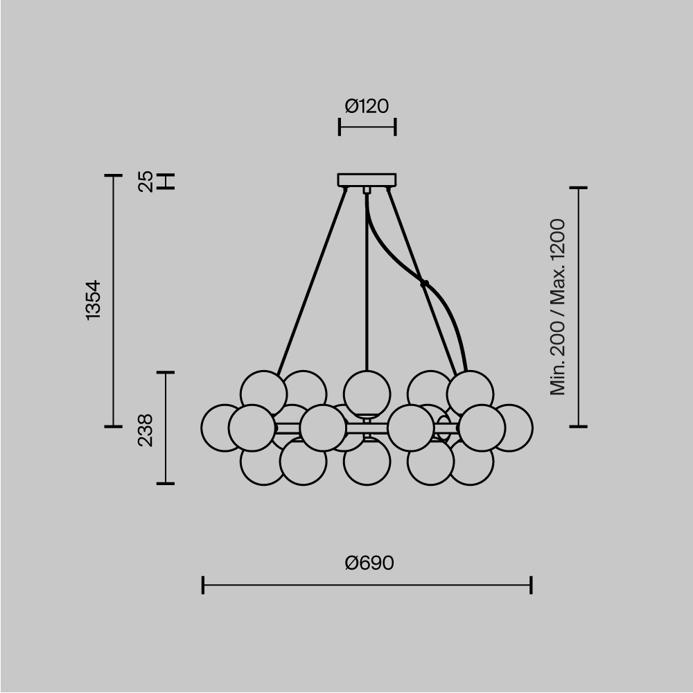 Дополнительная картинка Подвесной светильник Maytoni MOD545PL-25B