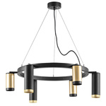lr01640387370 подвесной светильник rullo 6х50w gu10 черный/золото (571016+214440-3+214487-3+203437-3+203440-3), доставка по Казахстану 