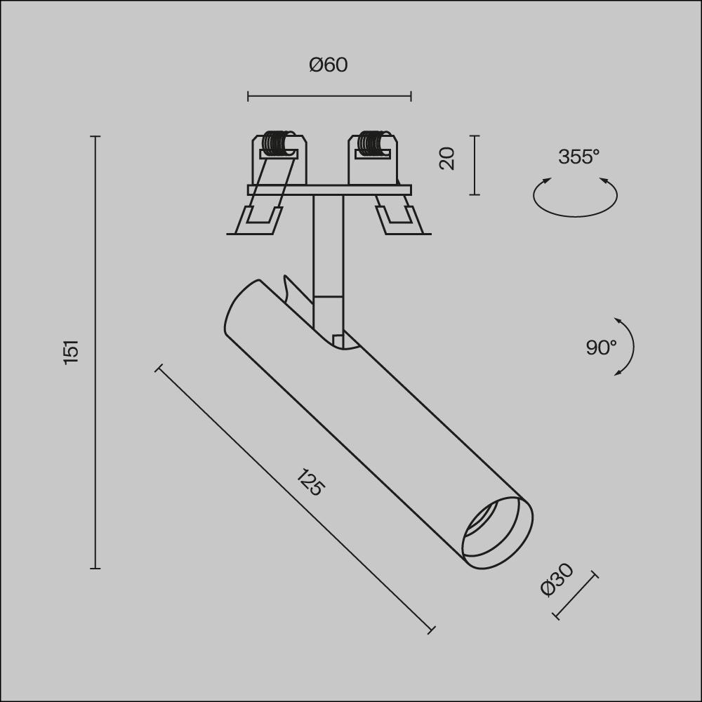 Дополнительная картинка Встраиваемый светильник Technical C141RS-L125-6W3K-W