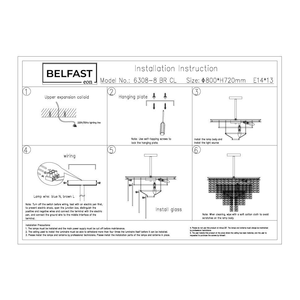 Картинка Подвесная люстра Belfast Harland 6308-8 BR CL