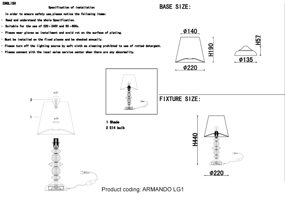 Дополнительная картинка Настольная лампа Crystal Lux ARMANDO LG1 CHROME Crystal Lux 0180/501