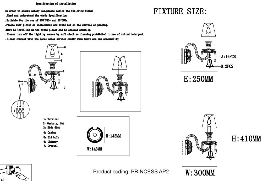 Дополнительная картинка Бра Crystal Lux PRINCESS AP2 Crystal Lux 2760/402