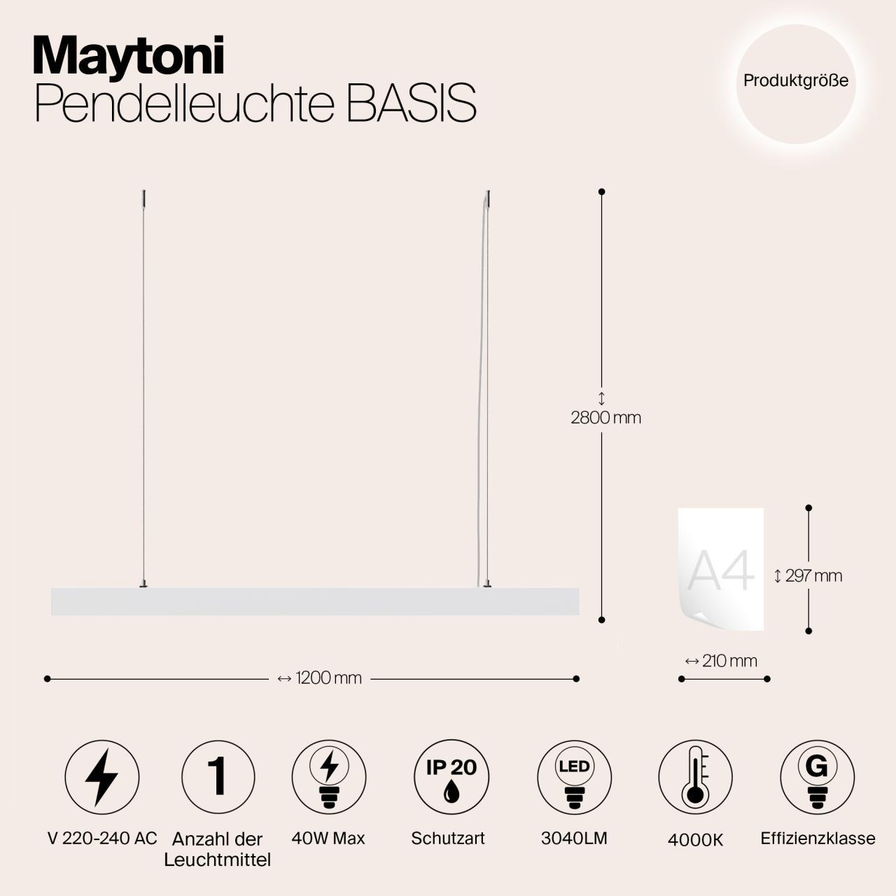 Дополнительная картинка Подвесной светодиодный светильник Maytoni Vinder P051PL-L40W4K