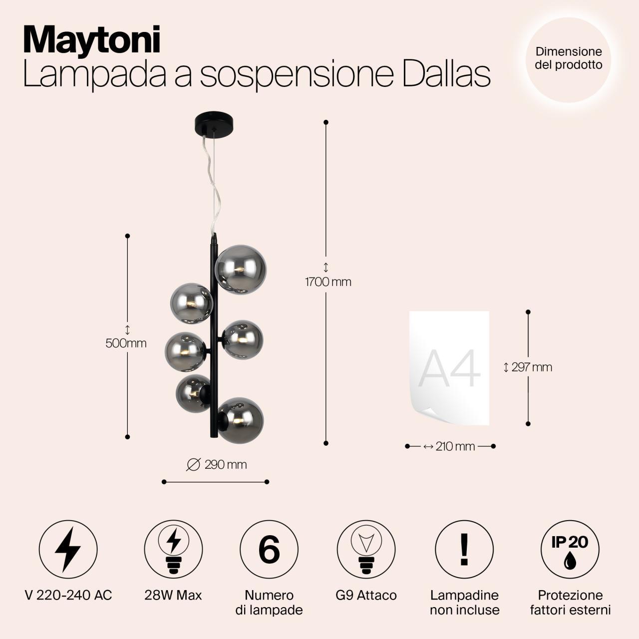 Дополнительная картинка Подвесной светильник Maytoni MOD545PL-06B