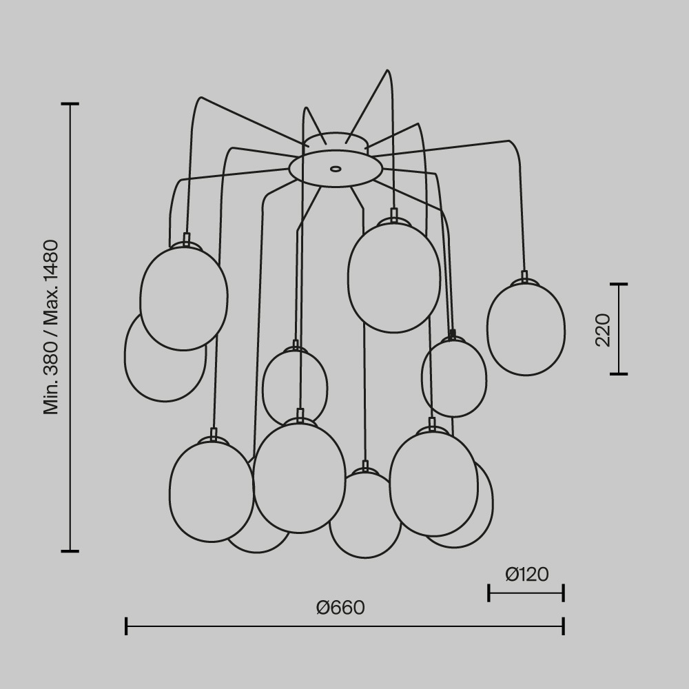 Дополнительная картинка Подвесной светильник Maytoni MOD176PL-12G
