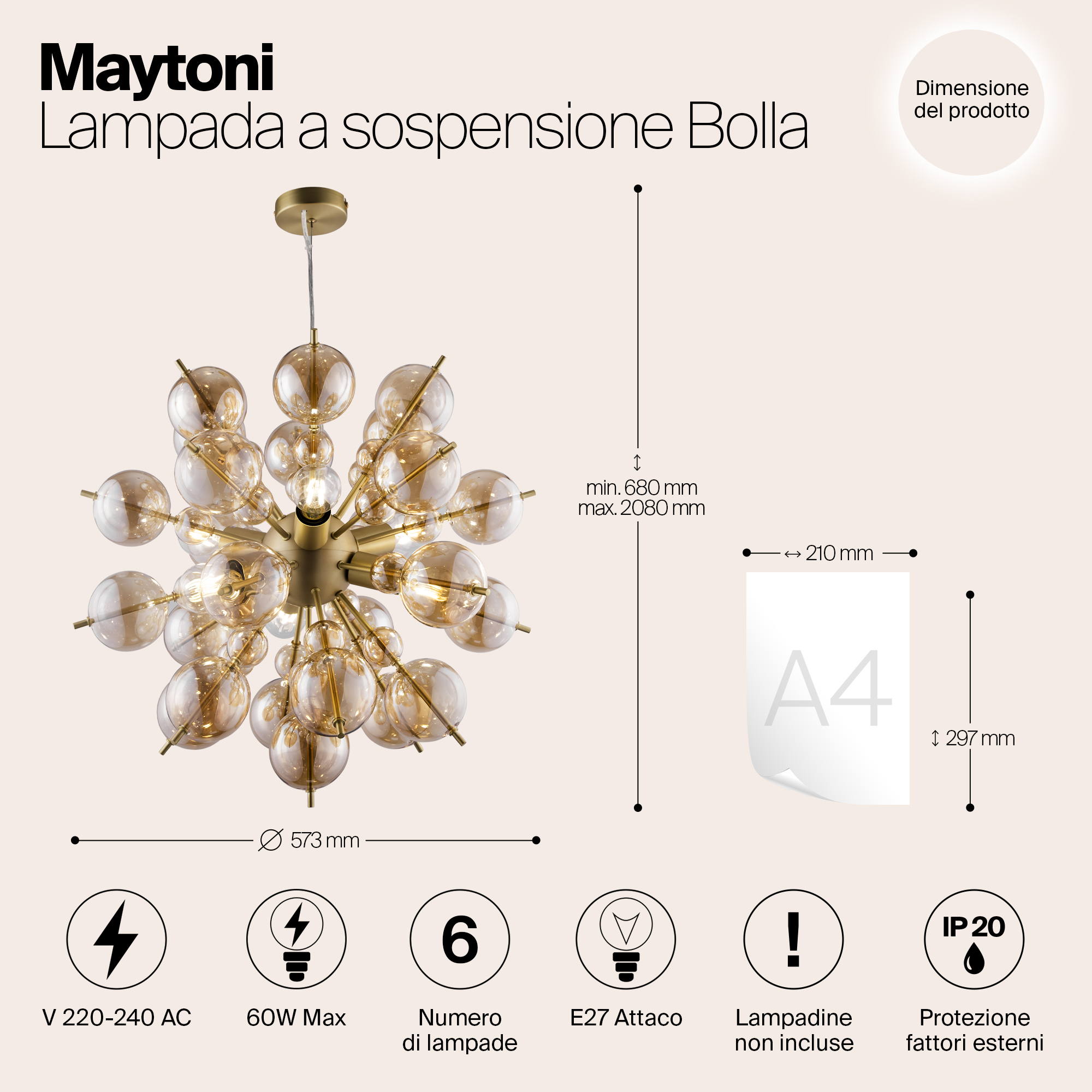 Дополнительная картинка Подвесной светильник Maytoni MOD133PL-06BS