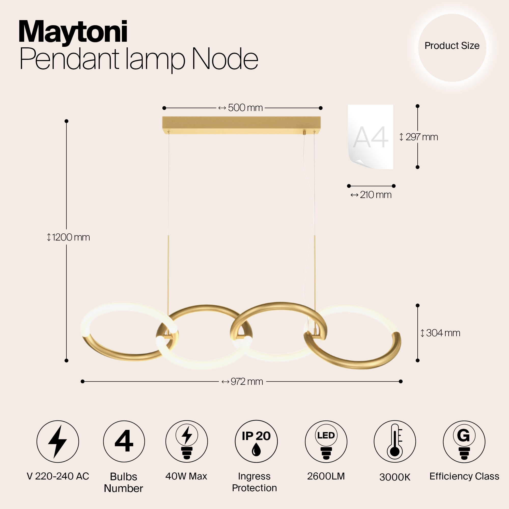 Дополнительная картинка Подвесной светильник Maytoni MOD165PL-L40G3K