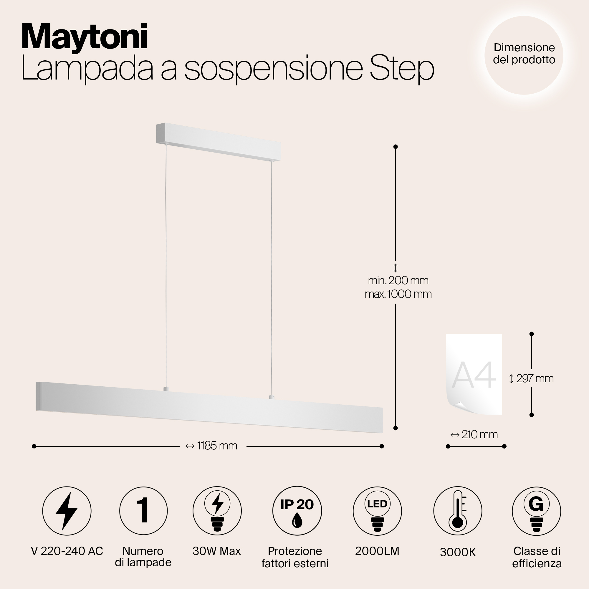 Дополнительная картинка Подвесной светодиодный светильник Maytoni Step P010PL-L30W
