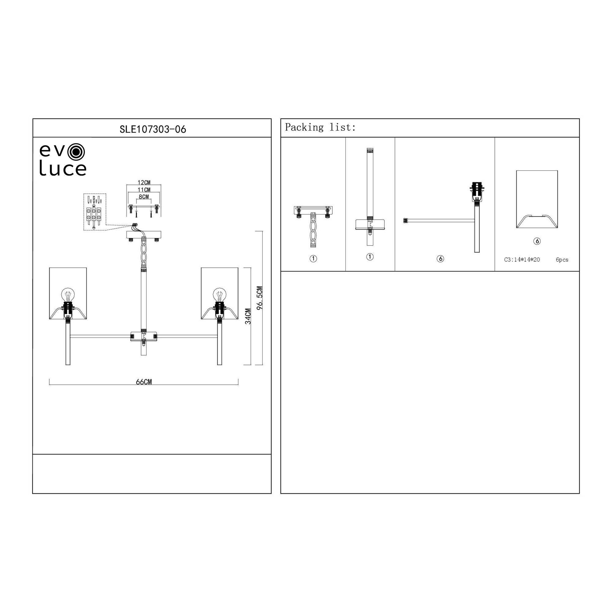 Картинка Подвесная люстра Evoluce Noia SLE107303-06
