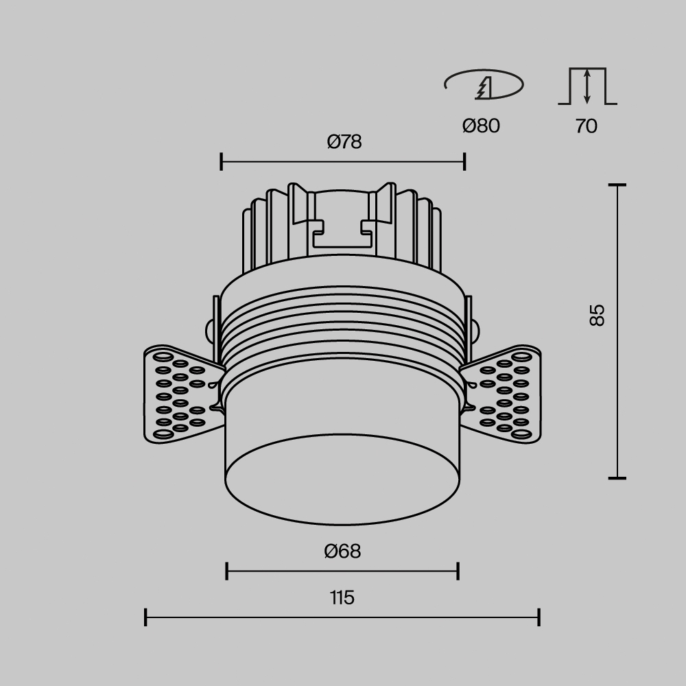 Дополнительная картинка Встраиваемый светильник Technical DL065-12W3K-TRS-W