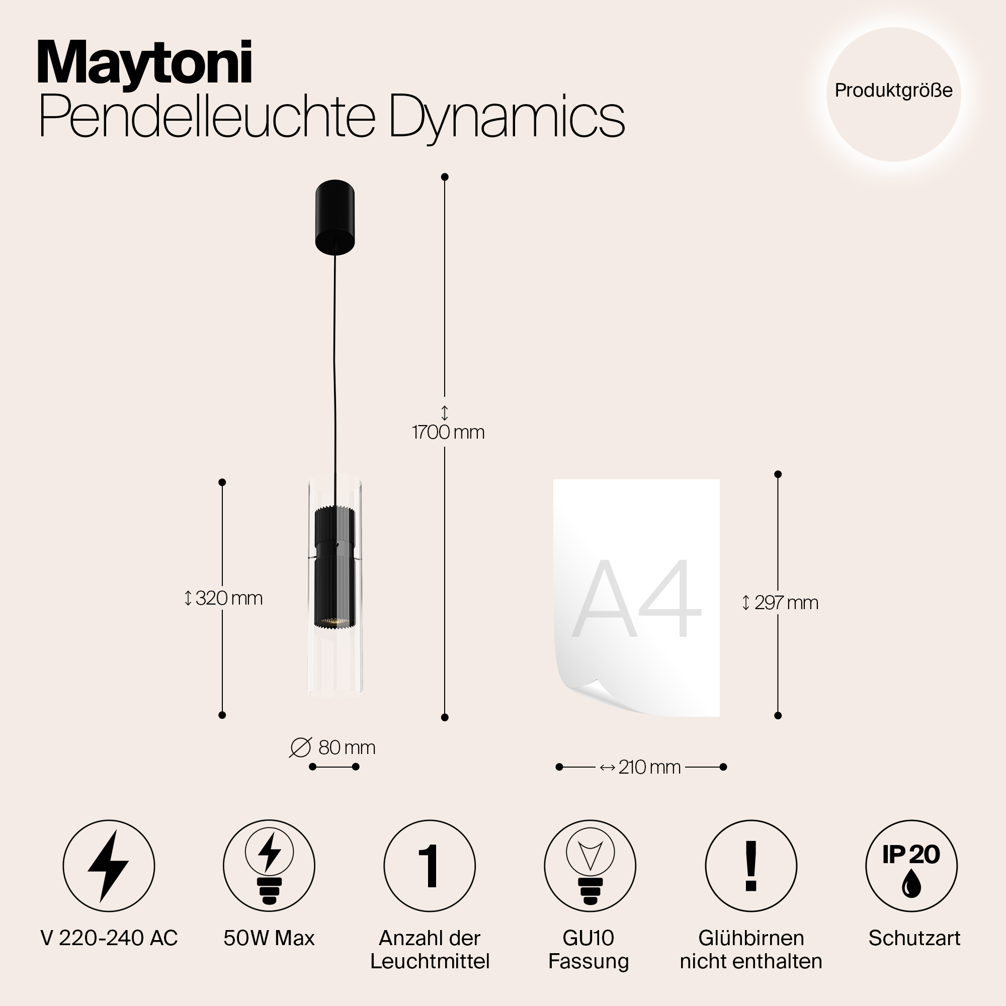 Дополнительная картинка Подвесной светильник Maytoni MOD326PL-01B