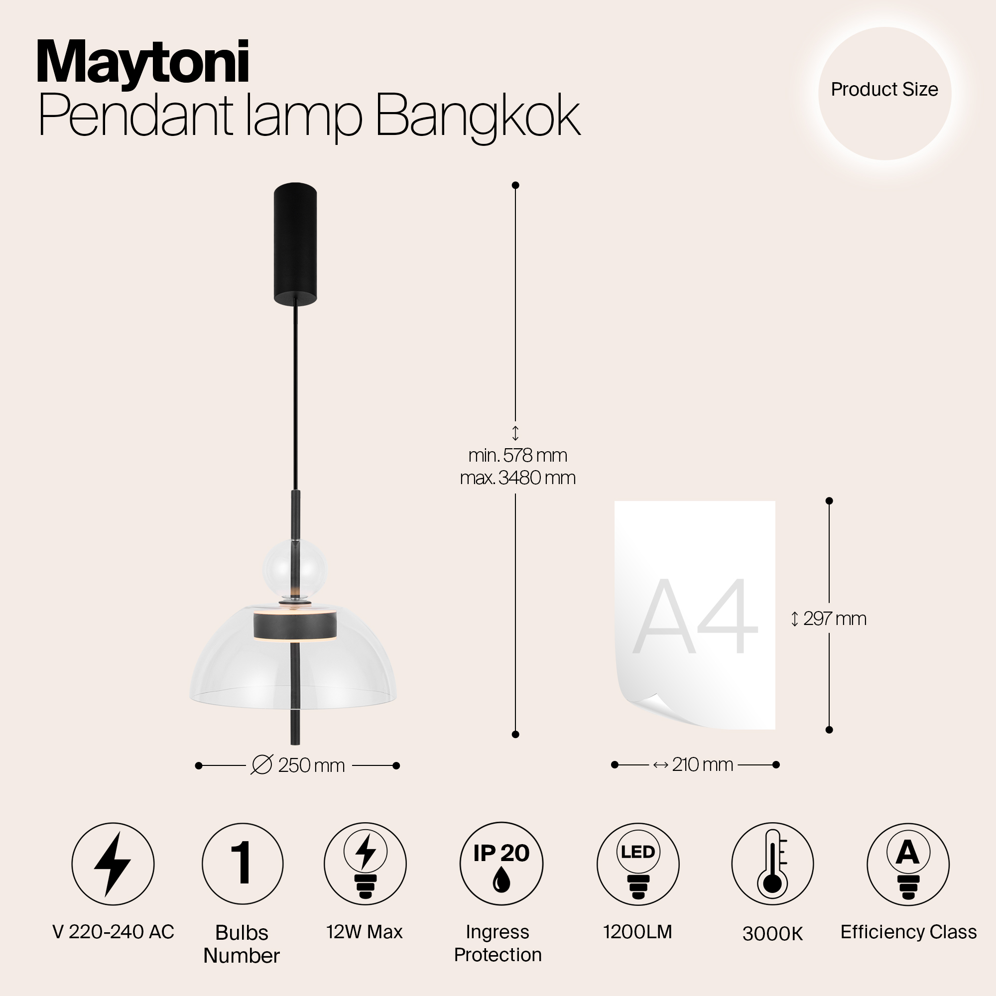 Дополнительная картинка Подвесной светильник Maytoni MOD185PL-L6B3K1
