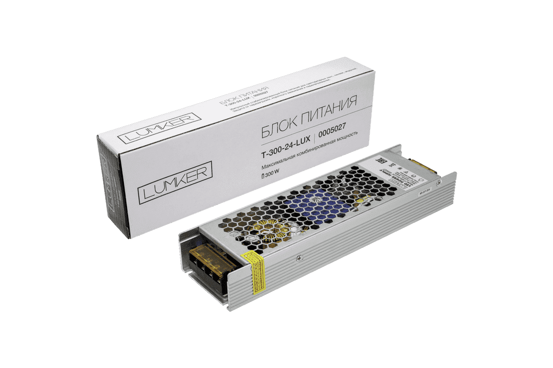 Картинка Блок питания для светодиодной ленты LUX компактный, 24В, 300Вт, IP20