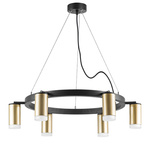 lr0164060 подвесной светильник rullo 6х50w gu10 черный/золото (571016+214440-6+202430-6), доставка по Казахстану 