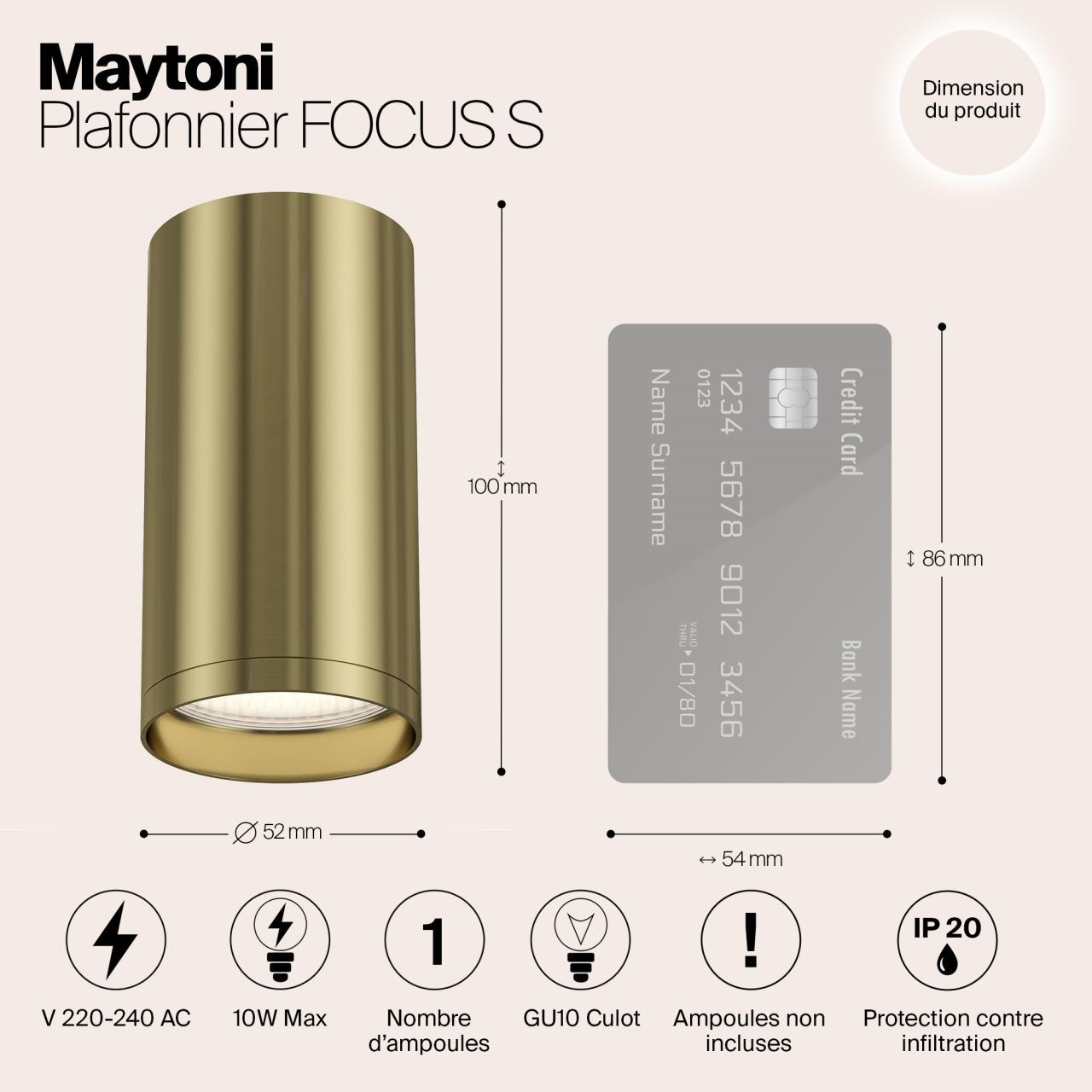 Дополнительная картинка Потолочный светильник Maytoni Focus S C052CL-01BS