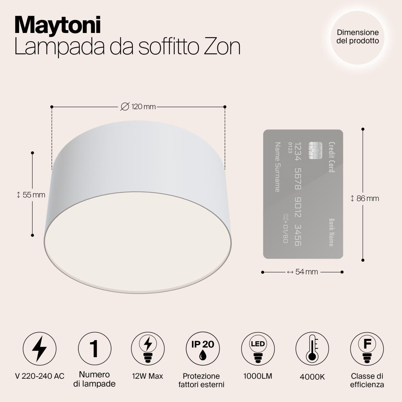 Дополнительная картинка Потолочный светодиодный светильник Maytoni Zon C032CL-L12W4K