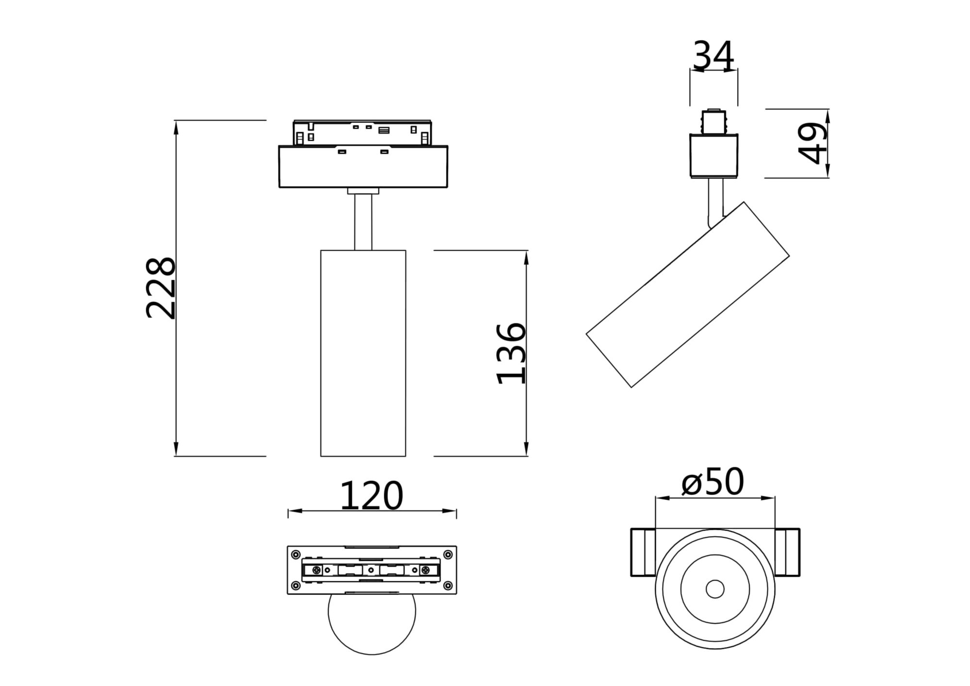Дополнительная картинка Трековый светильник Technical TR019-2-10W3K-W