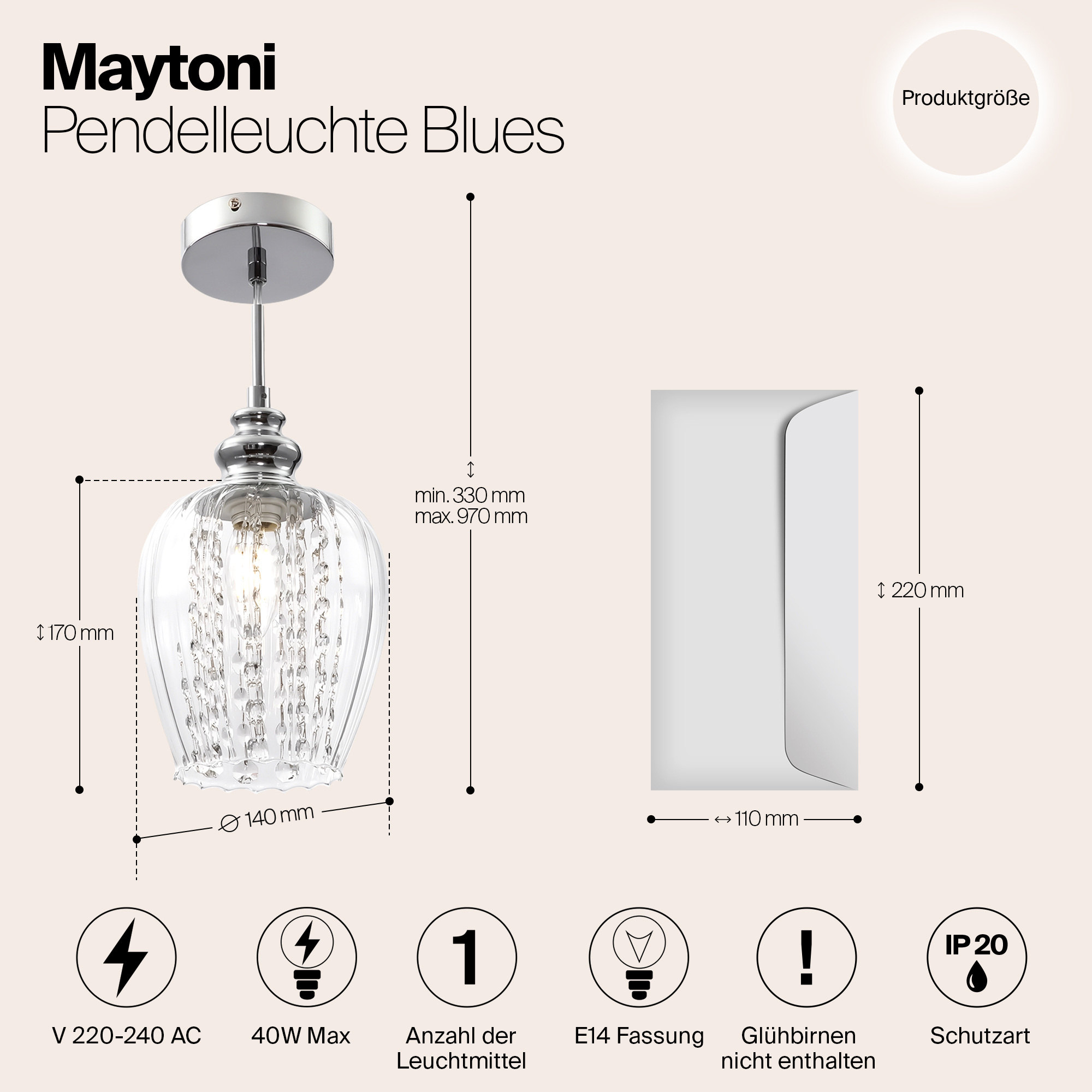 Дополнительная картинка Подвесной светильник Maytoni Blues MOD044-PL-01-N